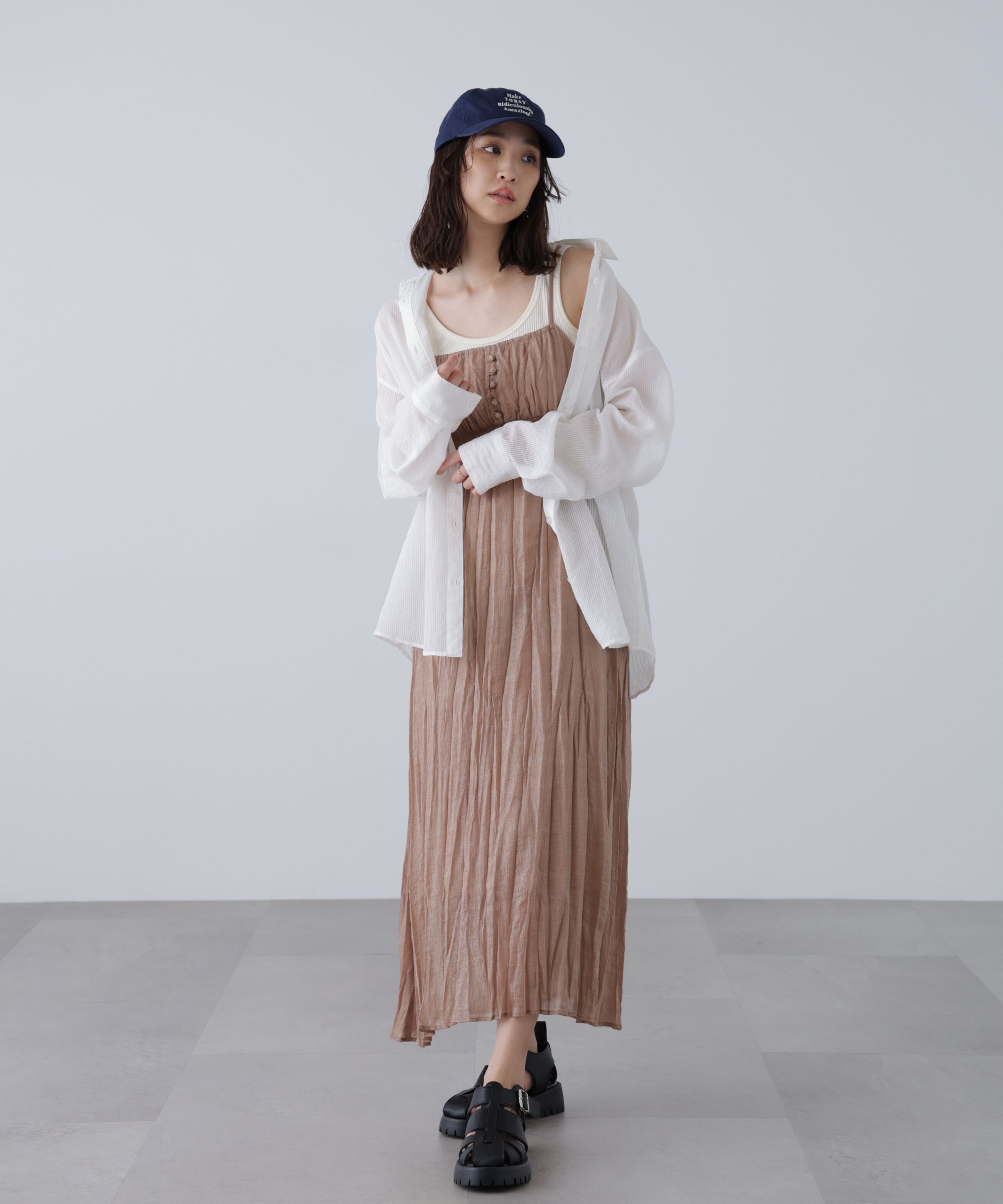  「シャイニーワッシャーキャミワンピース」|ワンピース|