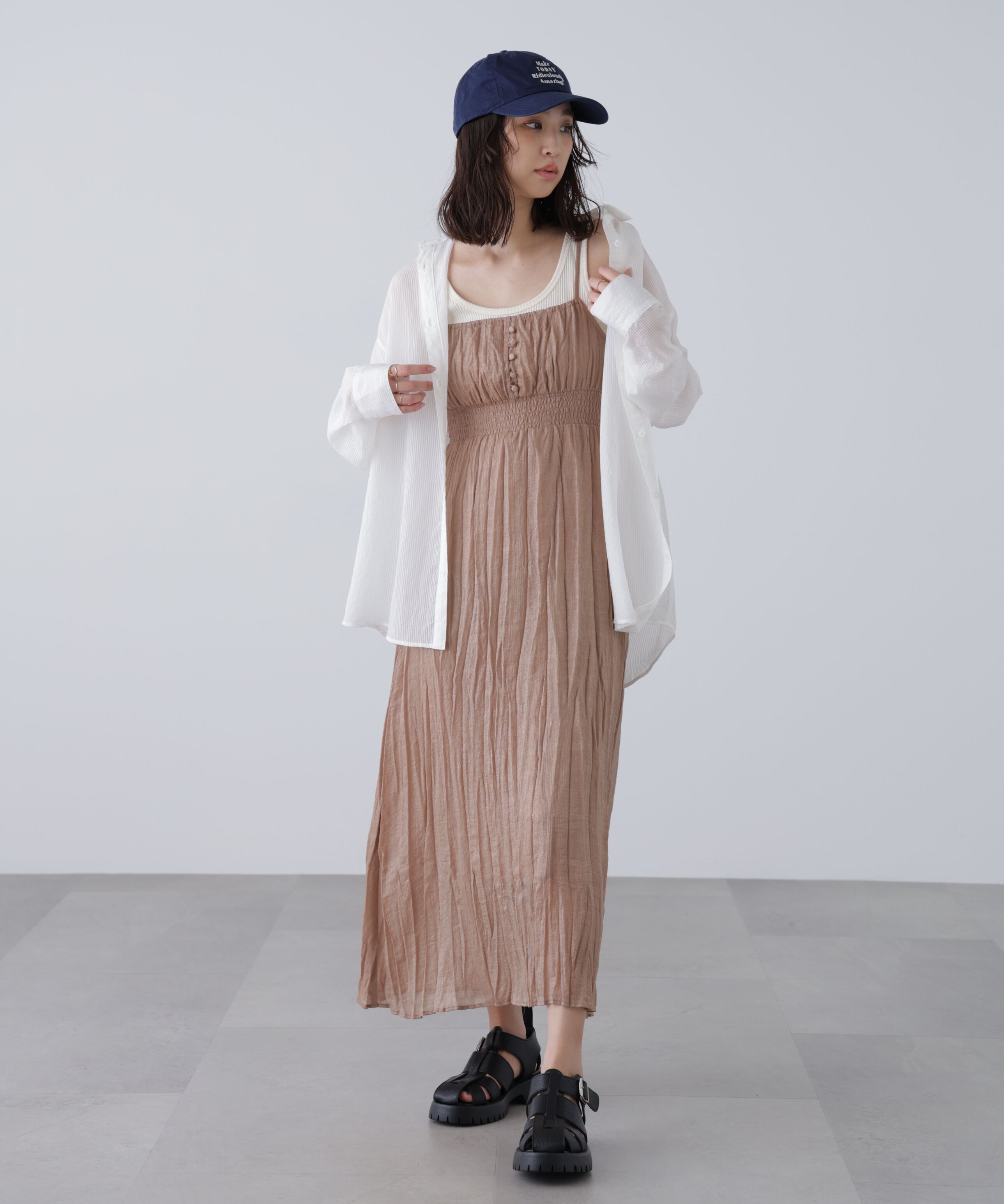  「シャイニーワッシャーキャミワンピース」|ワンピース|