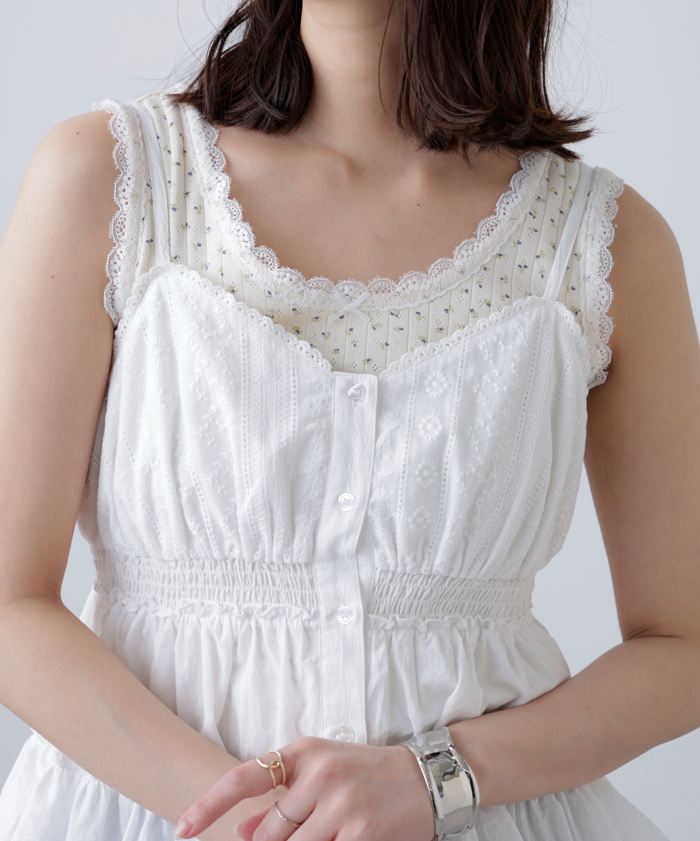  「レーストリムコットンキャミソール」|シャツ・ブラウス|