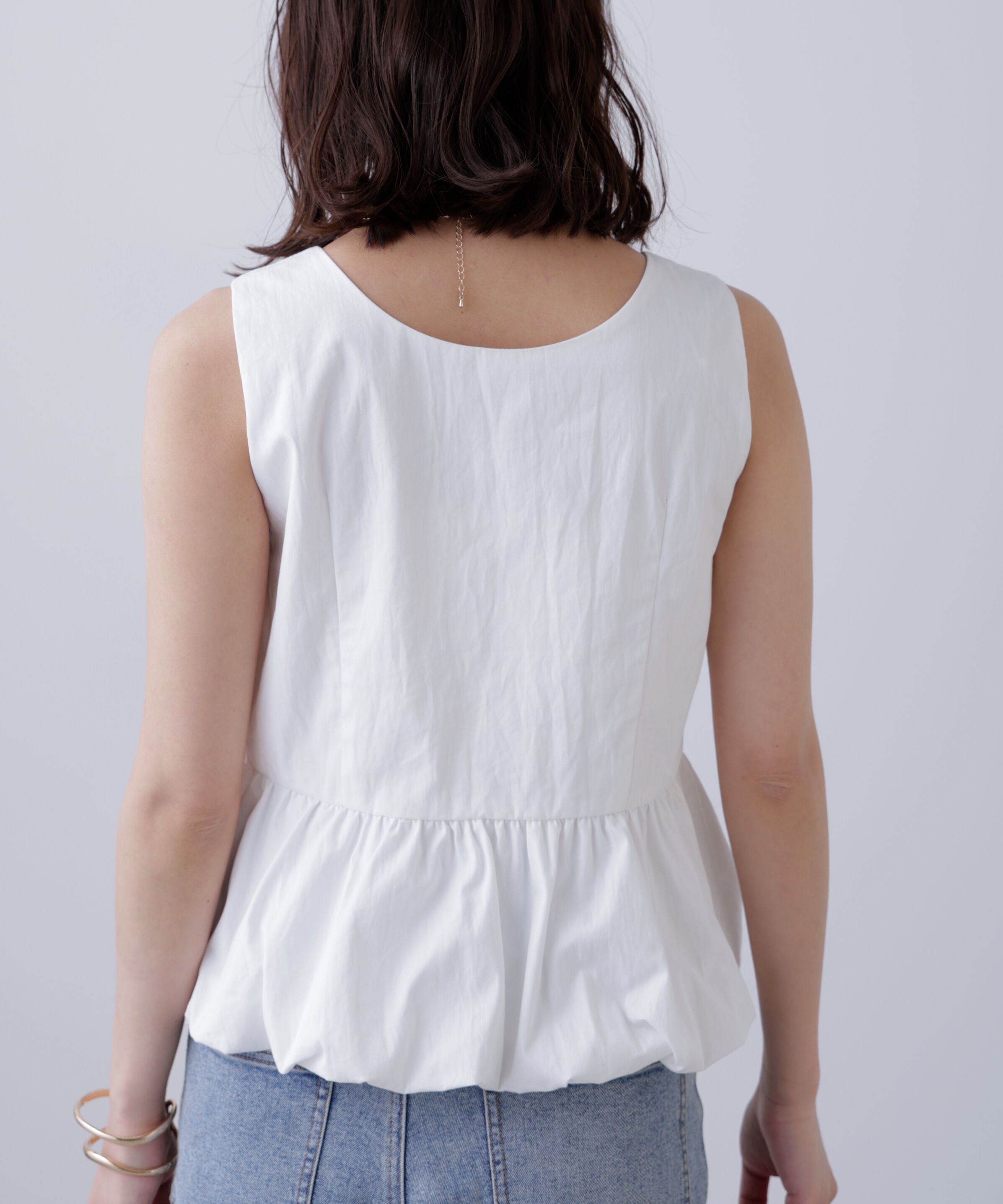  「バルーンペプラムノースリブラウス」|シャツ・ブラウス|