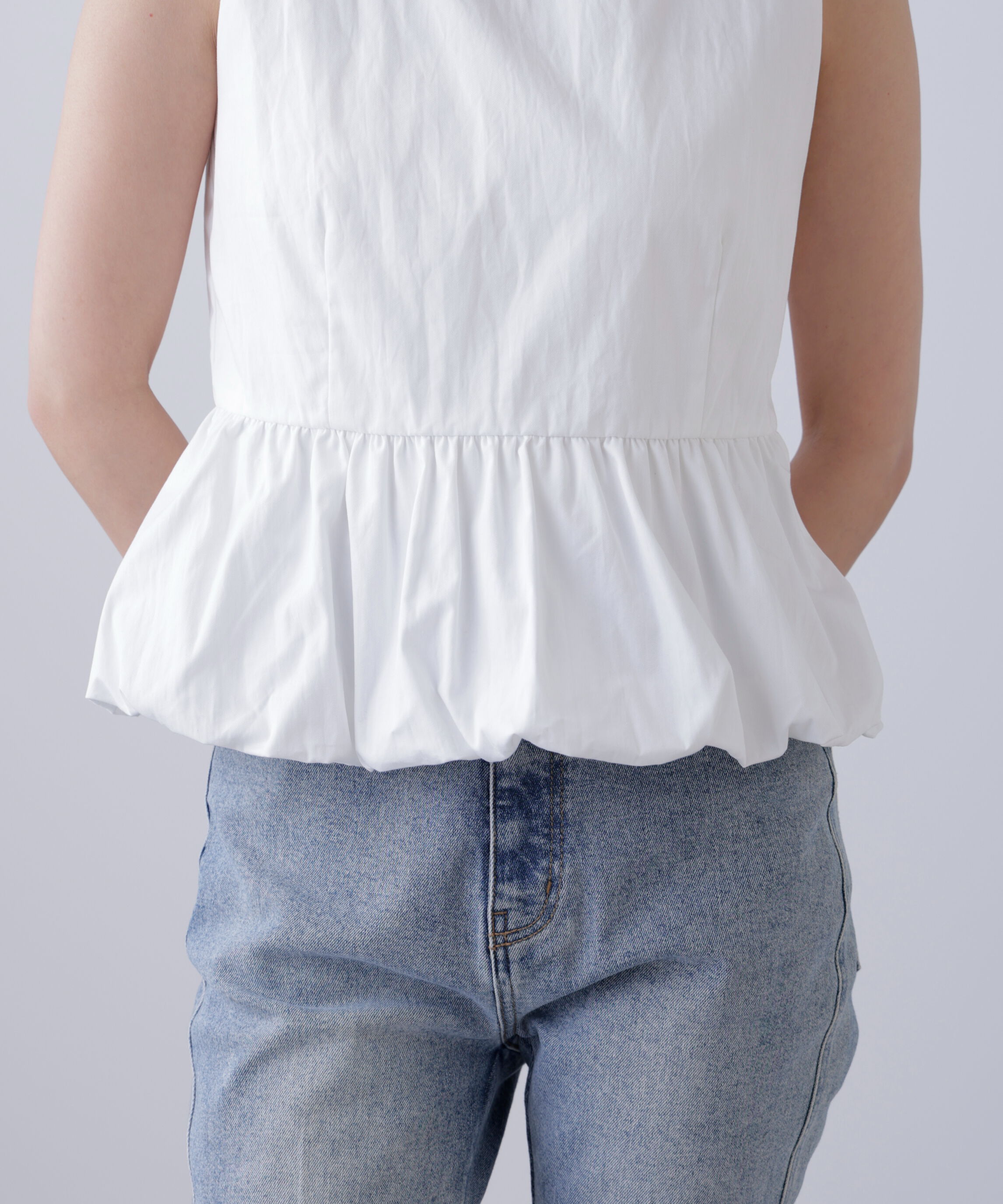  「バルーンペプラムノースリブラウス」|シャツ・ブラウス|