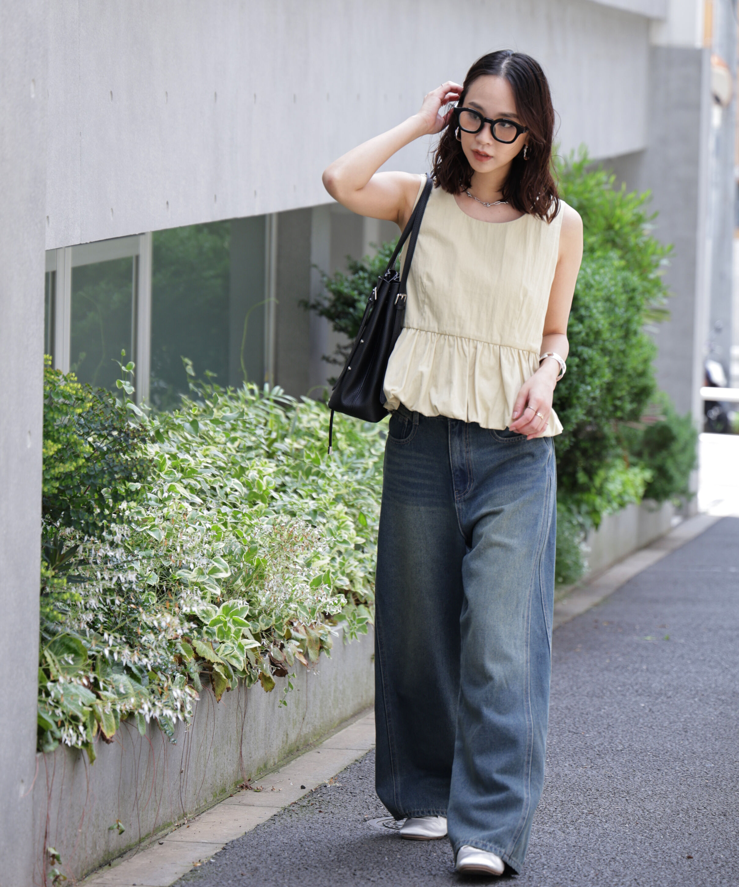  「バルーンペプラムノースリブラウス」|シャツ・ブラウス|