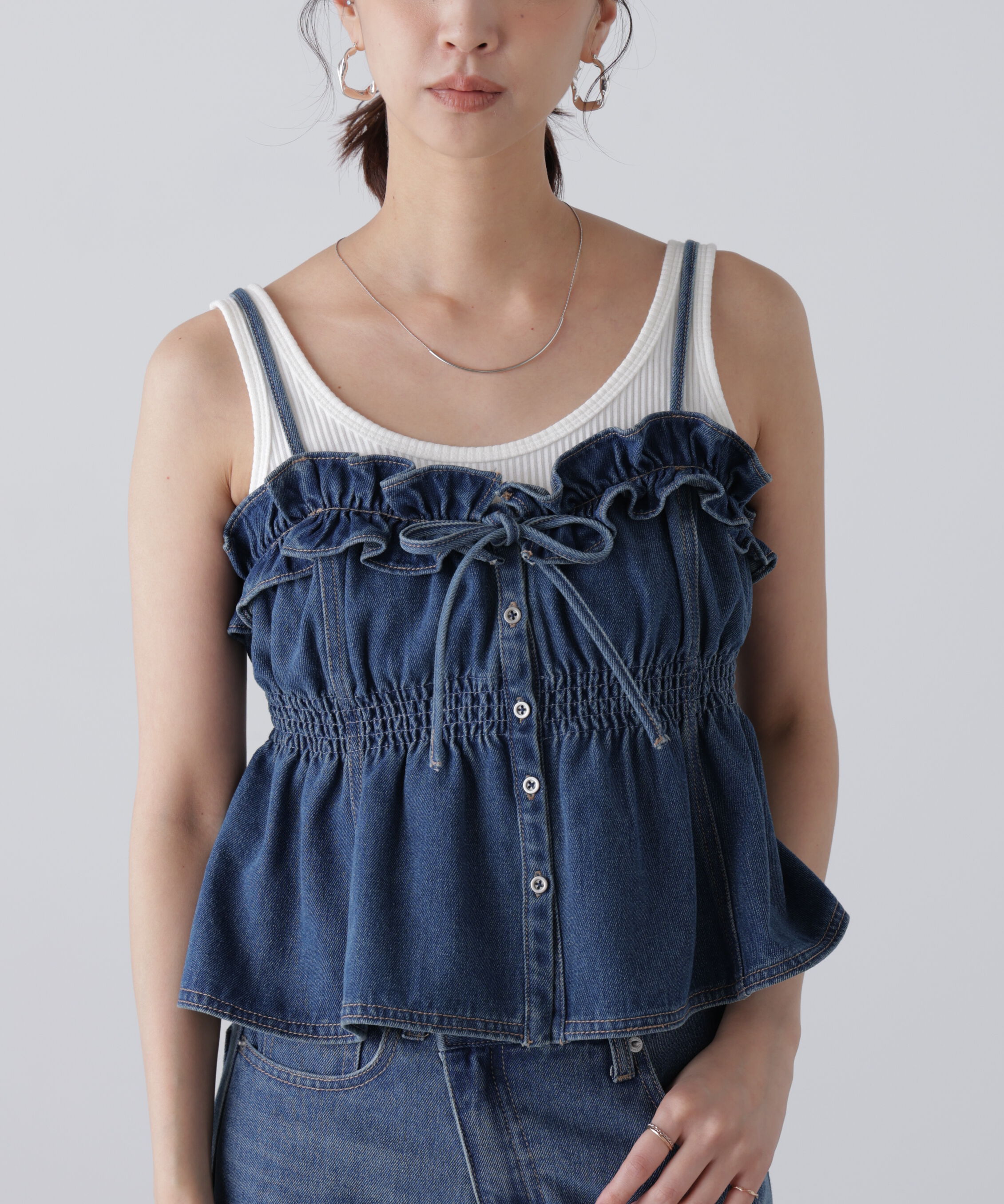  「フリルデニムビスチェ」|シャツ・ブラウス|