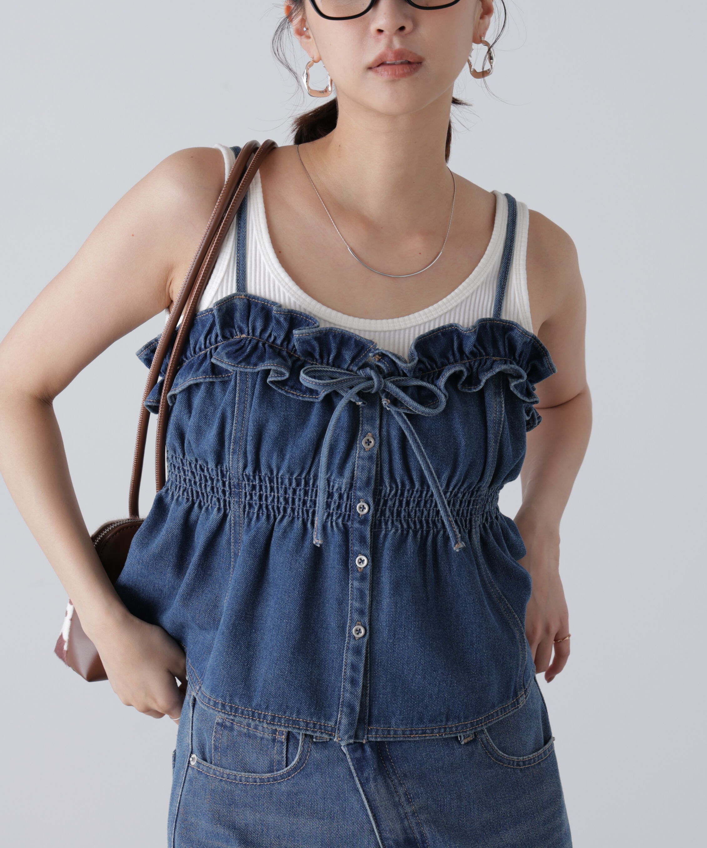  「フリルデニムビスチェ」|シャツ・ブラウス|