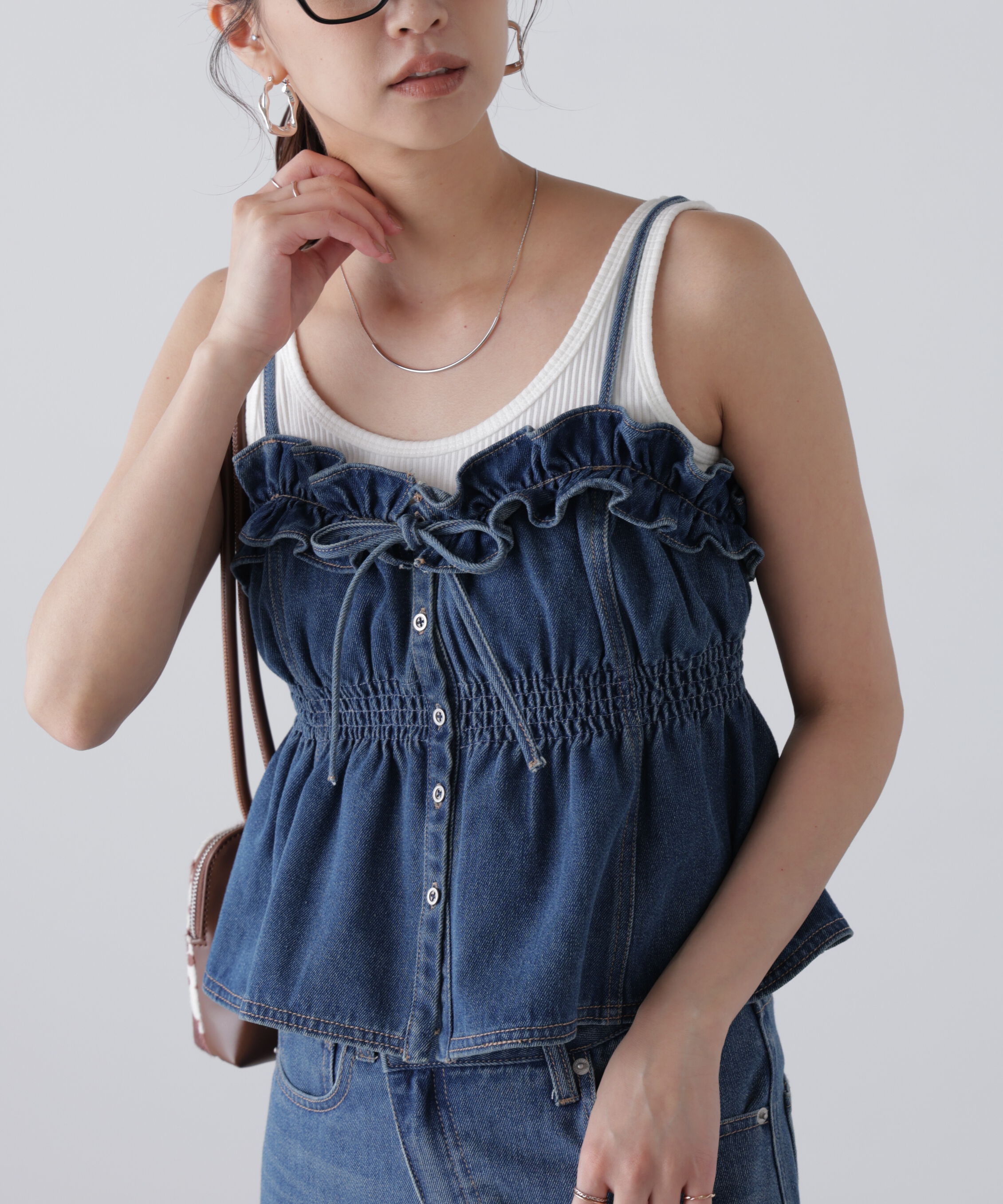  「フリルデニムビスチェ」|シャツ・ブラウス|