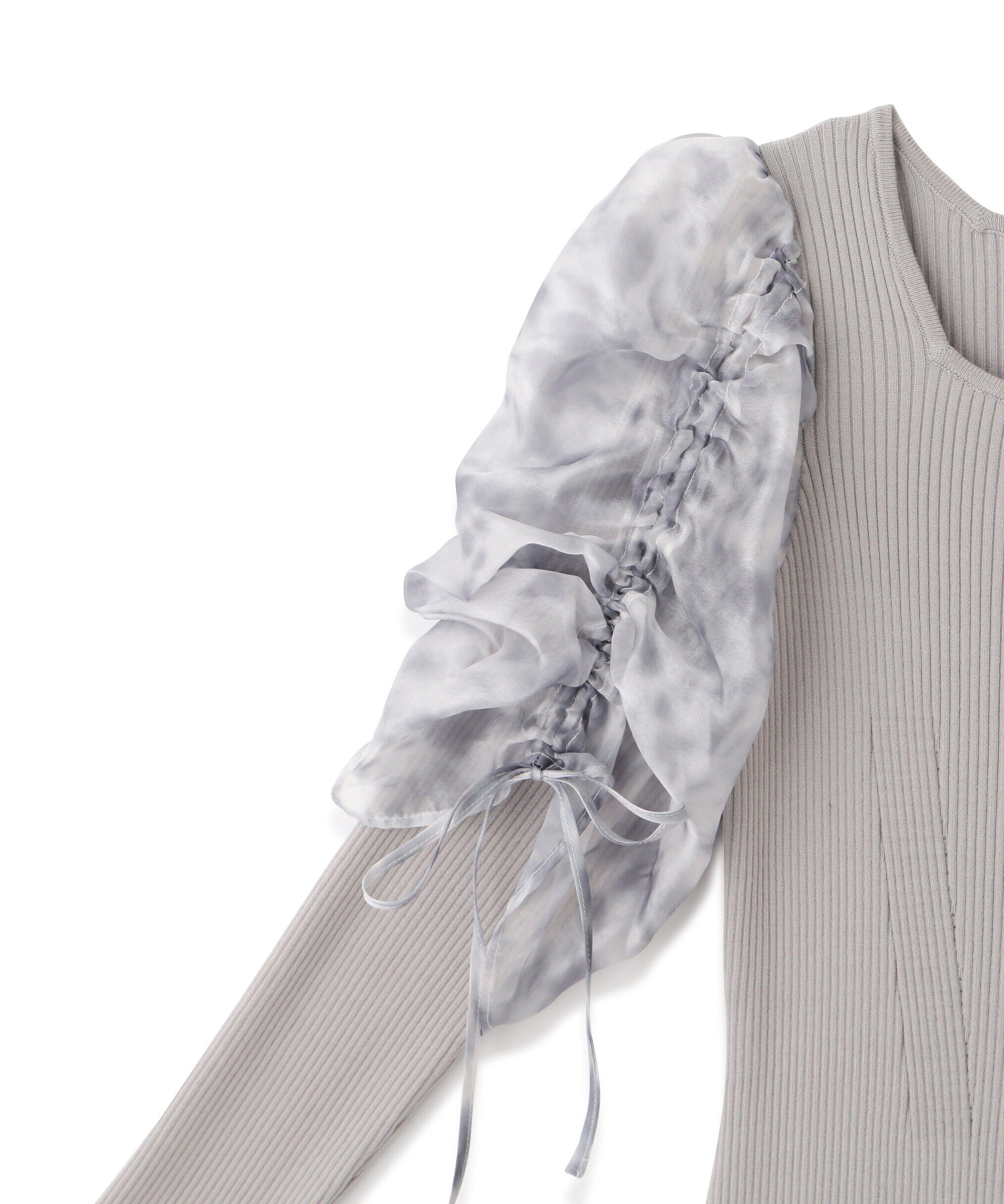  「シアーギャザースリーブニットワンピース」|ワンピース|