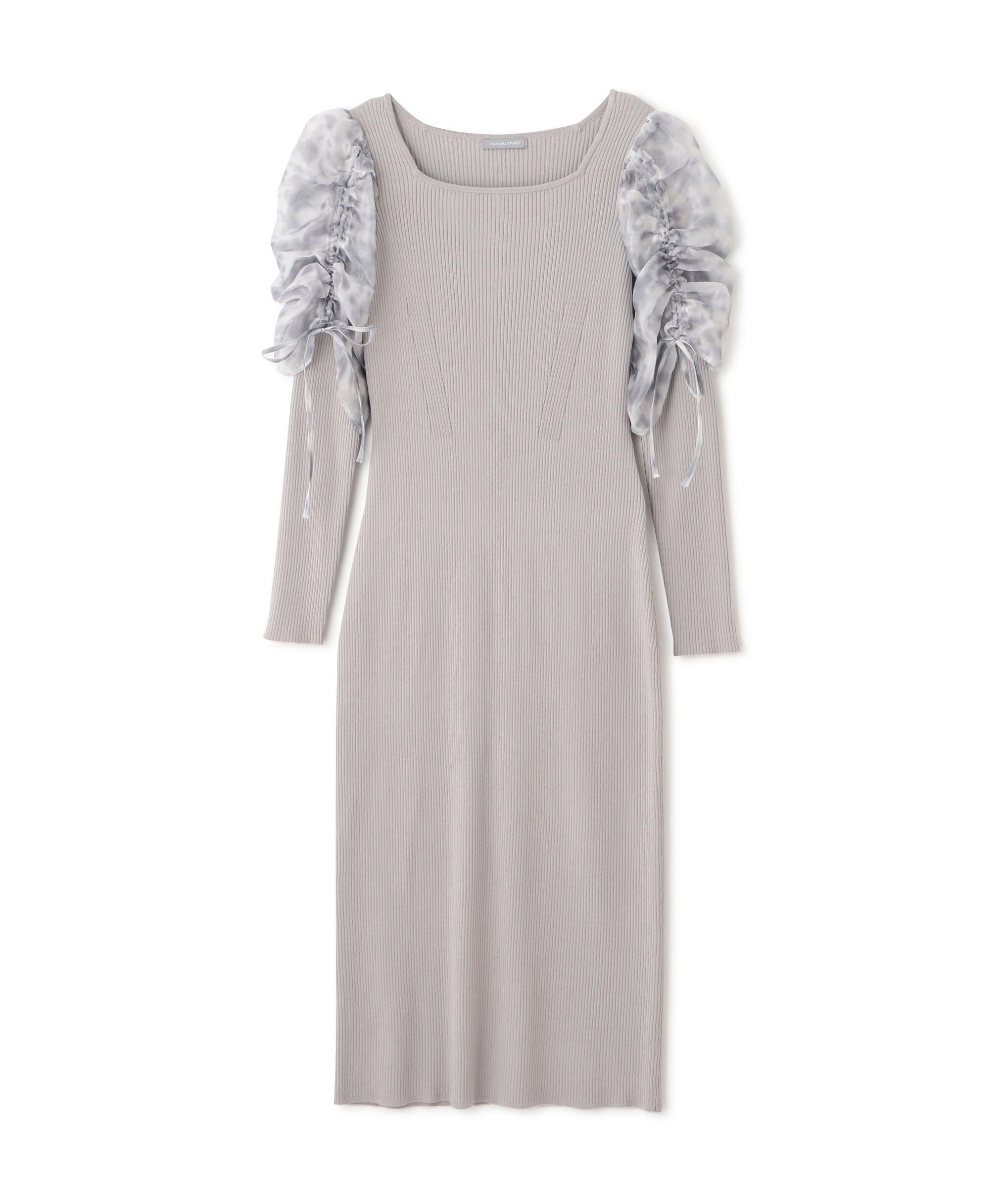  「シアーギャザースリーブニットワンピース」|ワンピース|