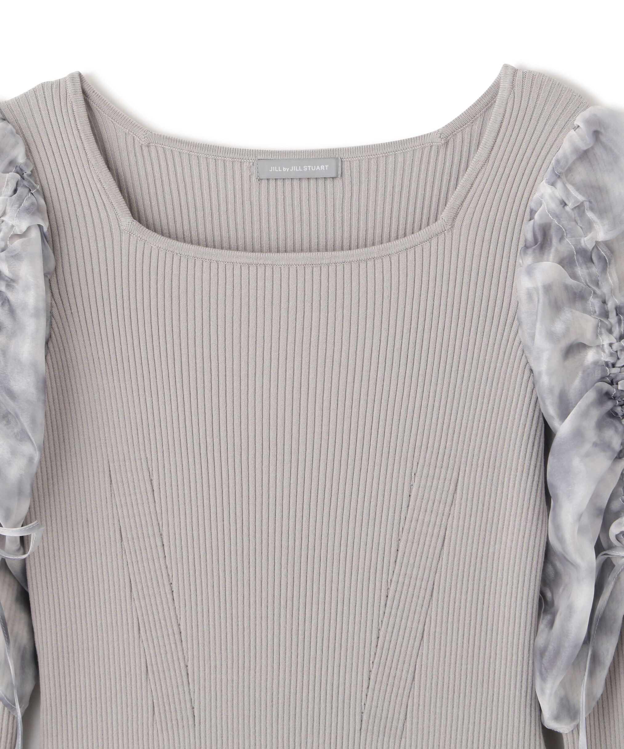  「シアーギャザースリーブニットワンピース」|ワンピース|