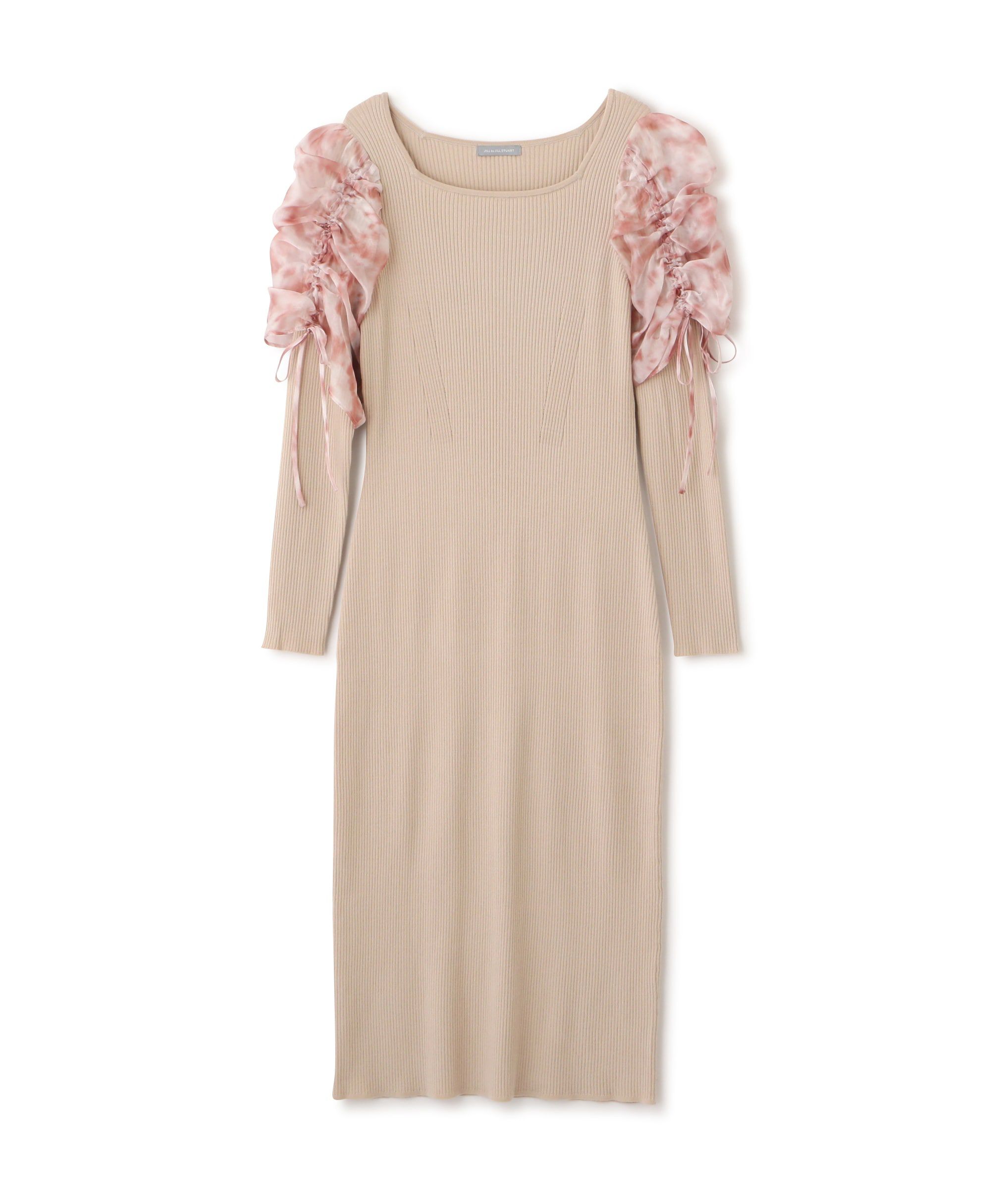  「シアーギャザースリーブニットワンピース」|ワンピース|