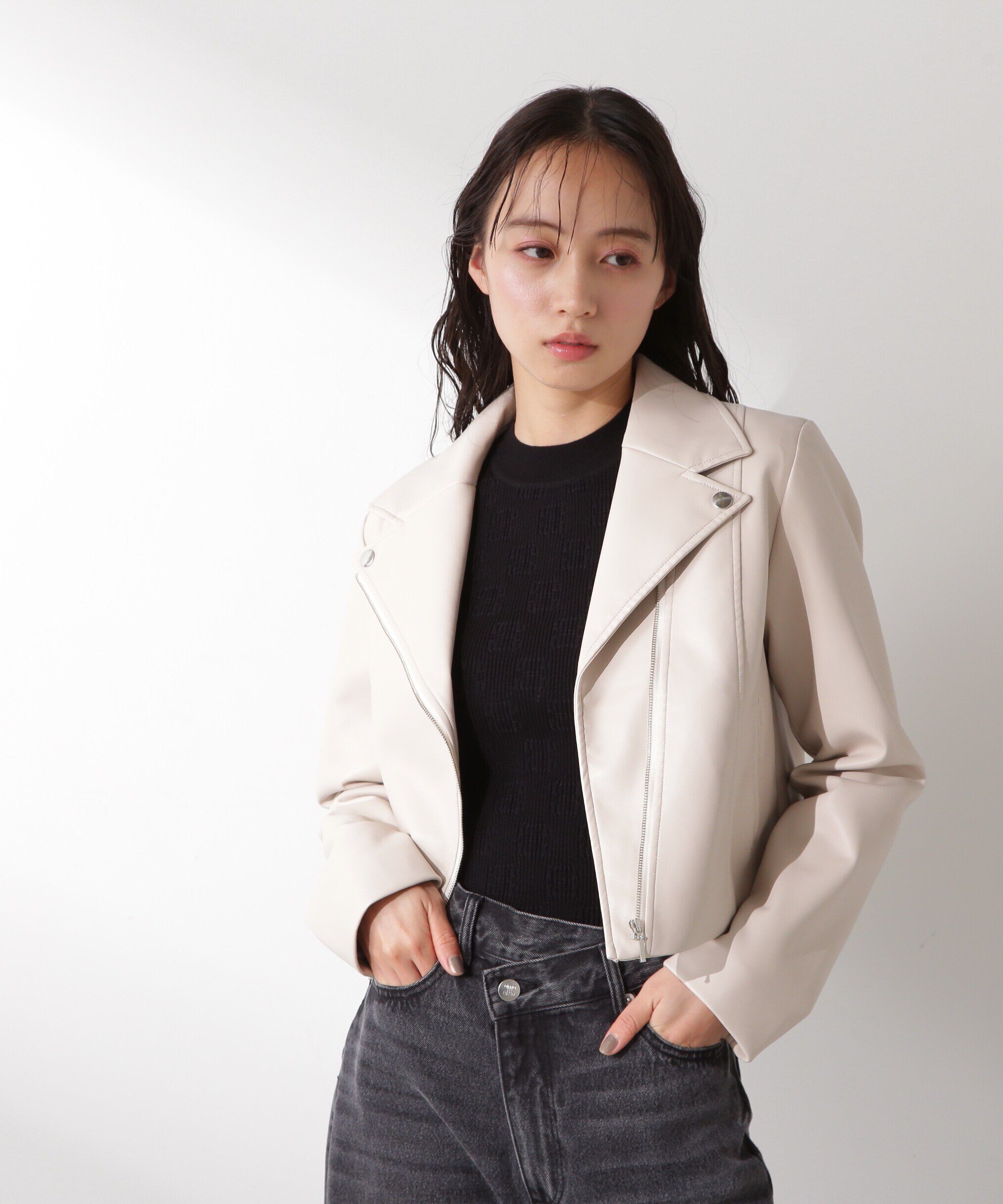  「ライダースジャケット」|その他|ベージュ