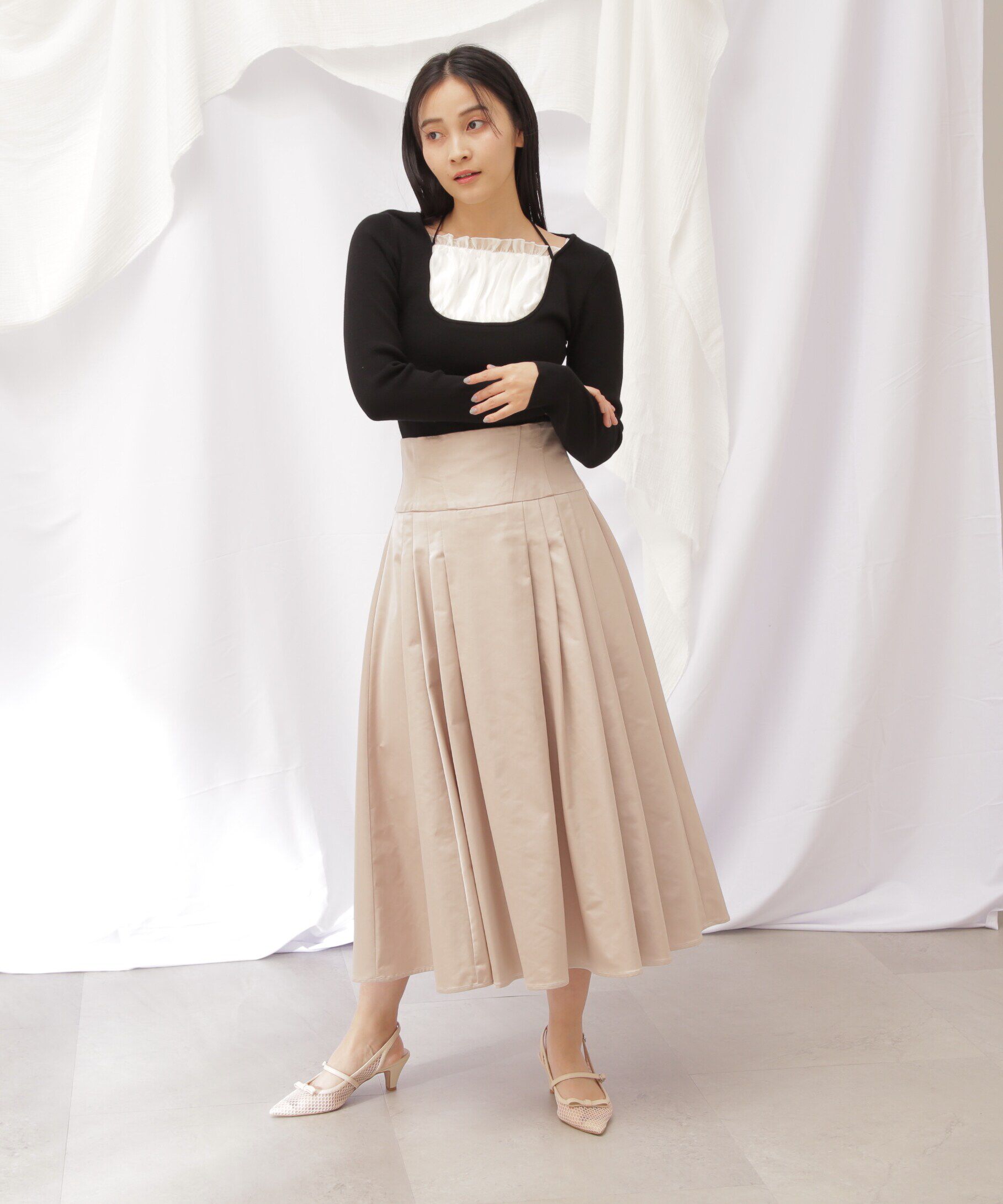  「コルセットウエストタックスカート」|スカート|