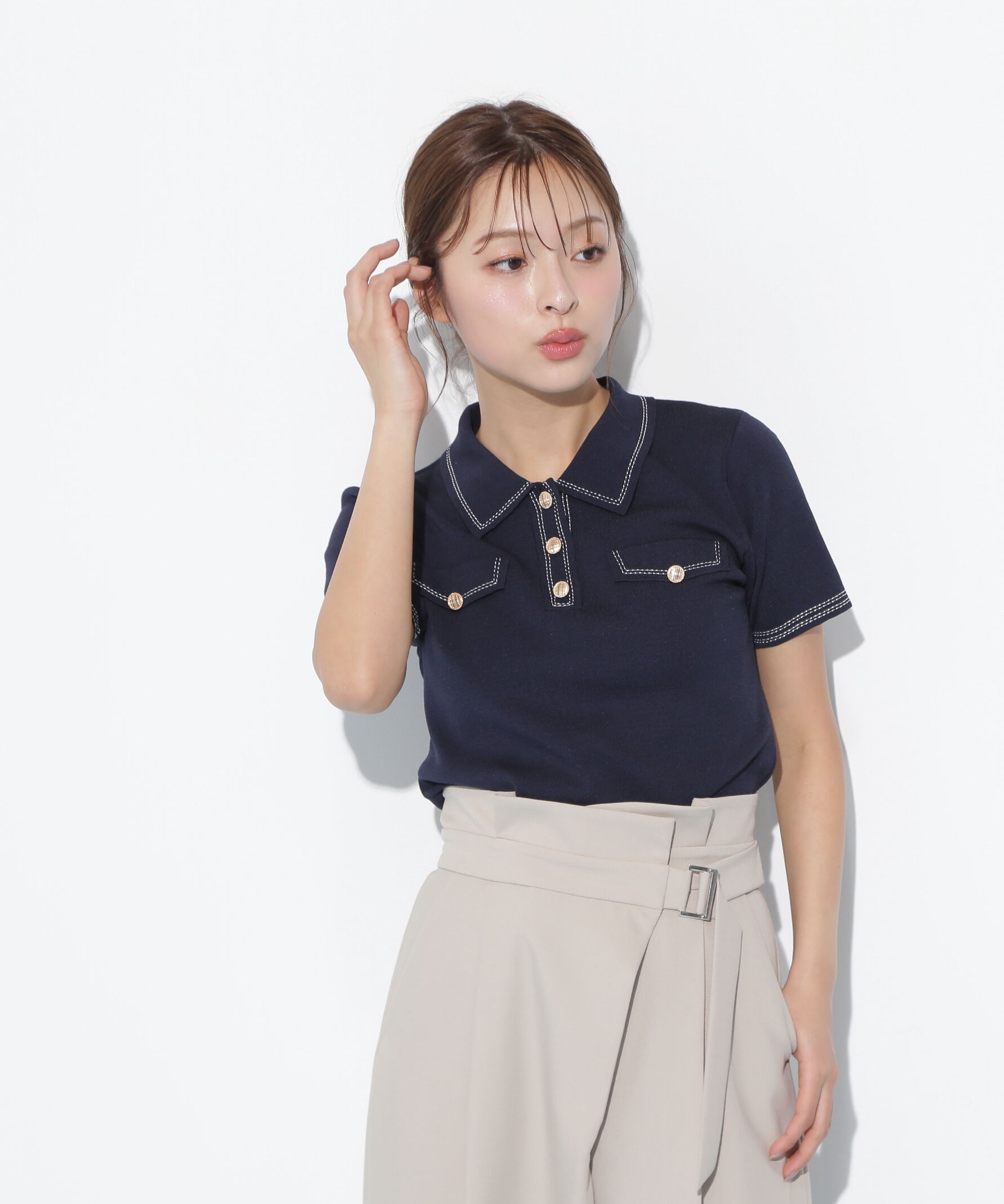  「ステッチポロニット」|ニット・セーター|