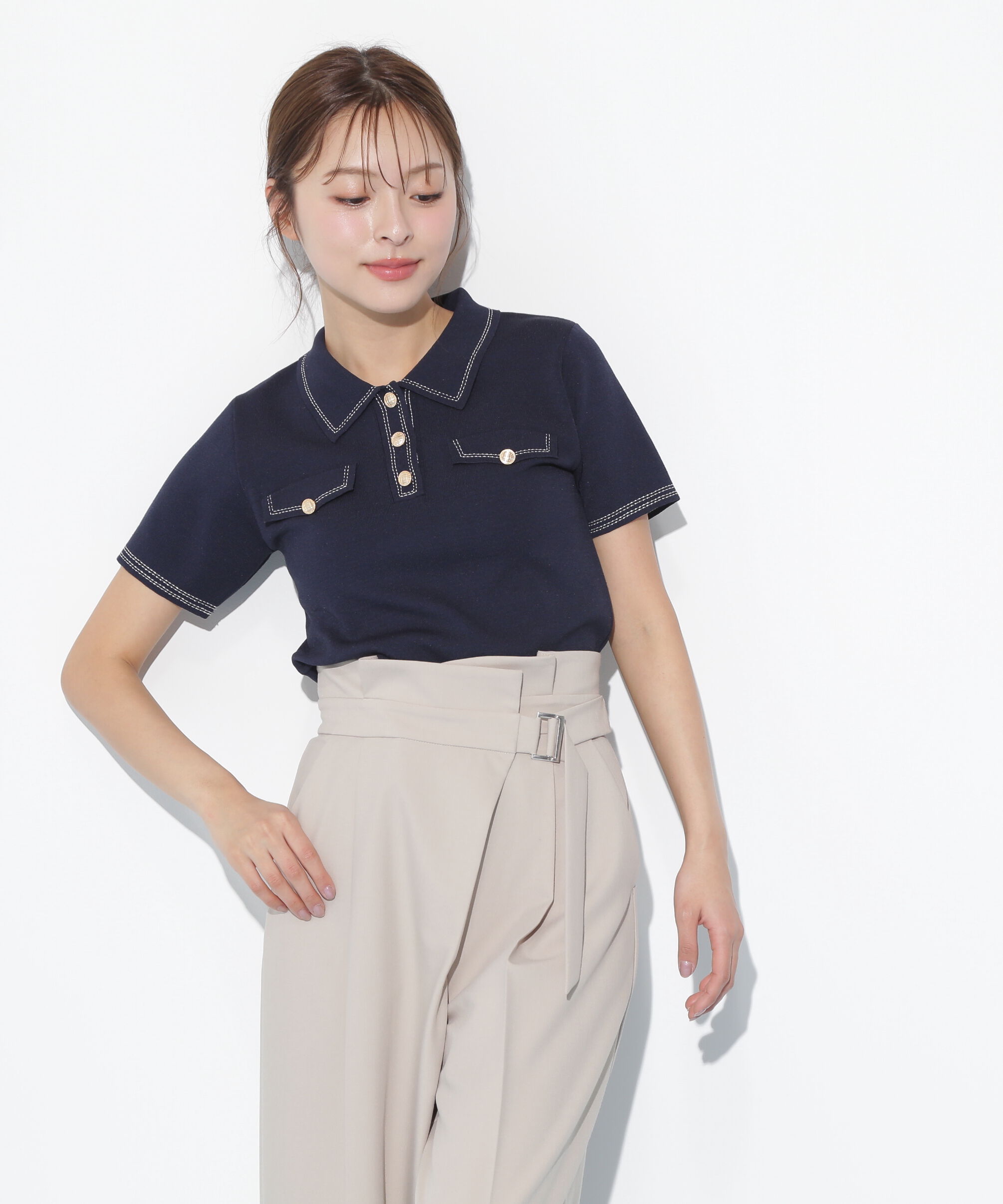  「ステッチポロニット」|ニット・セーター|