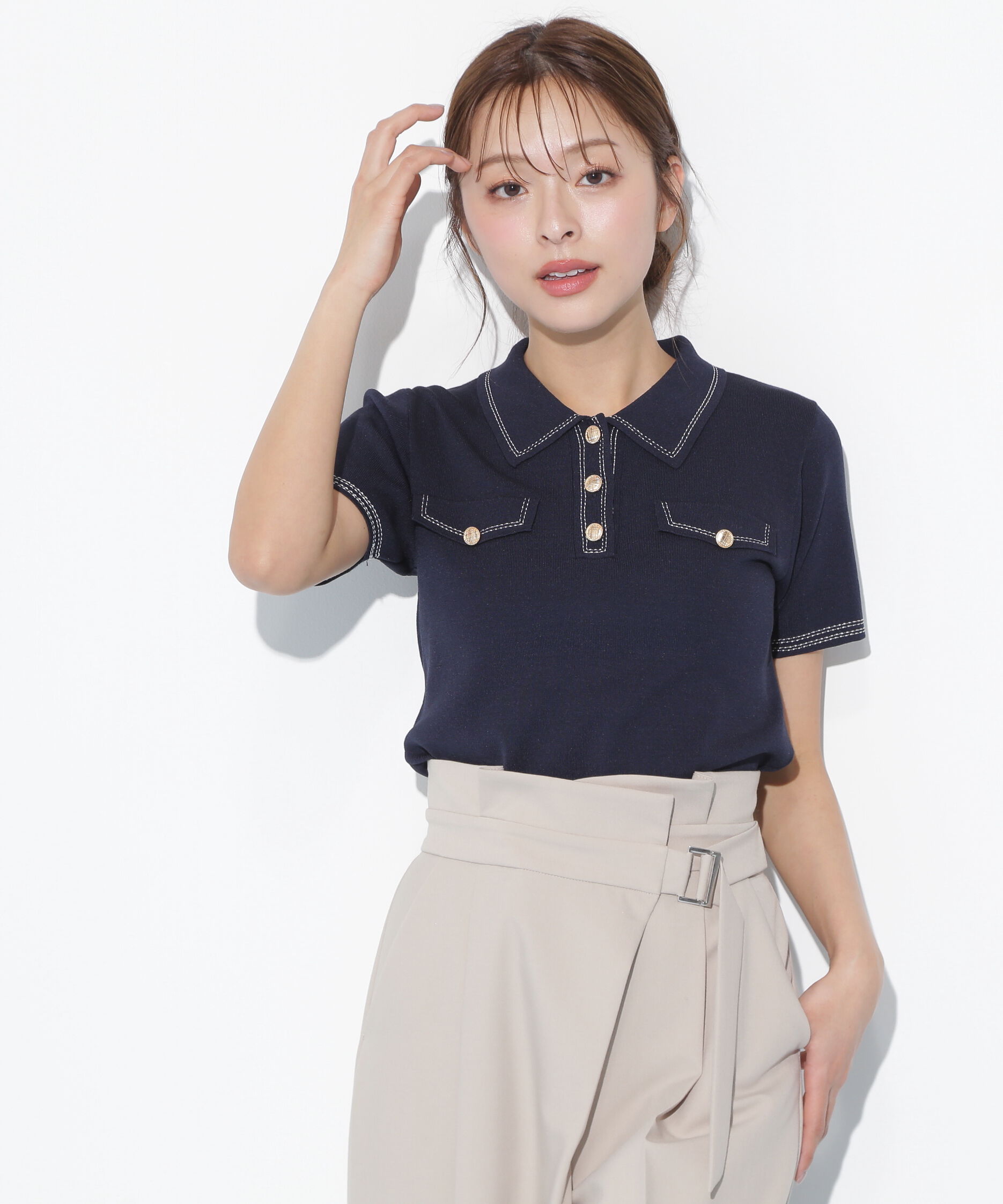  「ステッチポロニット」|ニット・セーター|