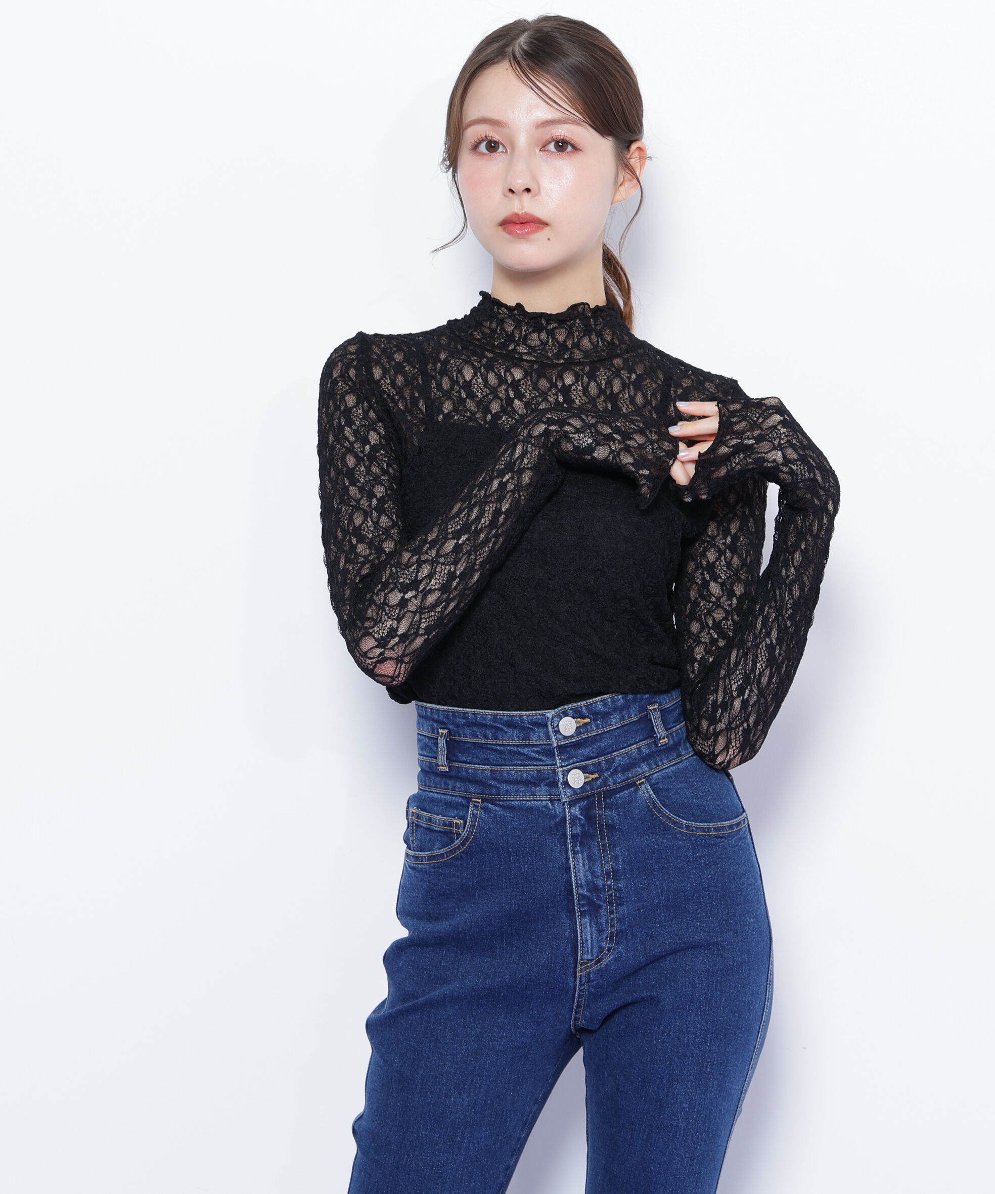  「ミニフリルレースカットソー」|Tシャツ・カットソー|