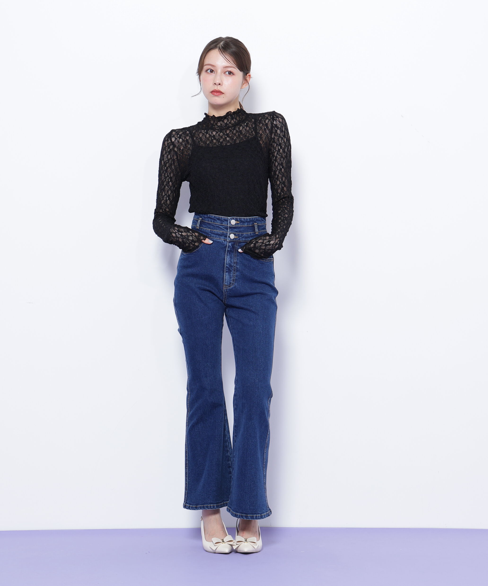  「ミニフリルレースカットソー」|Tシャツ・カットソー|