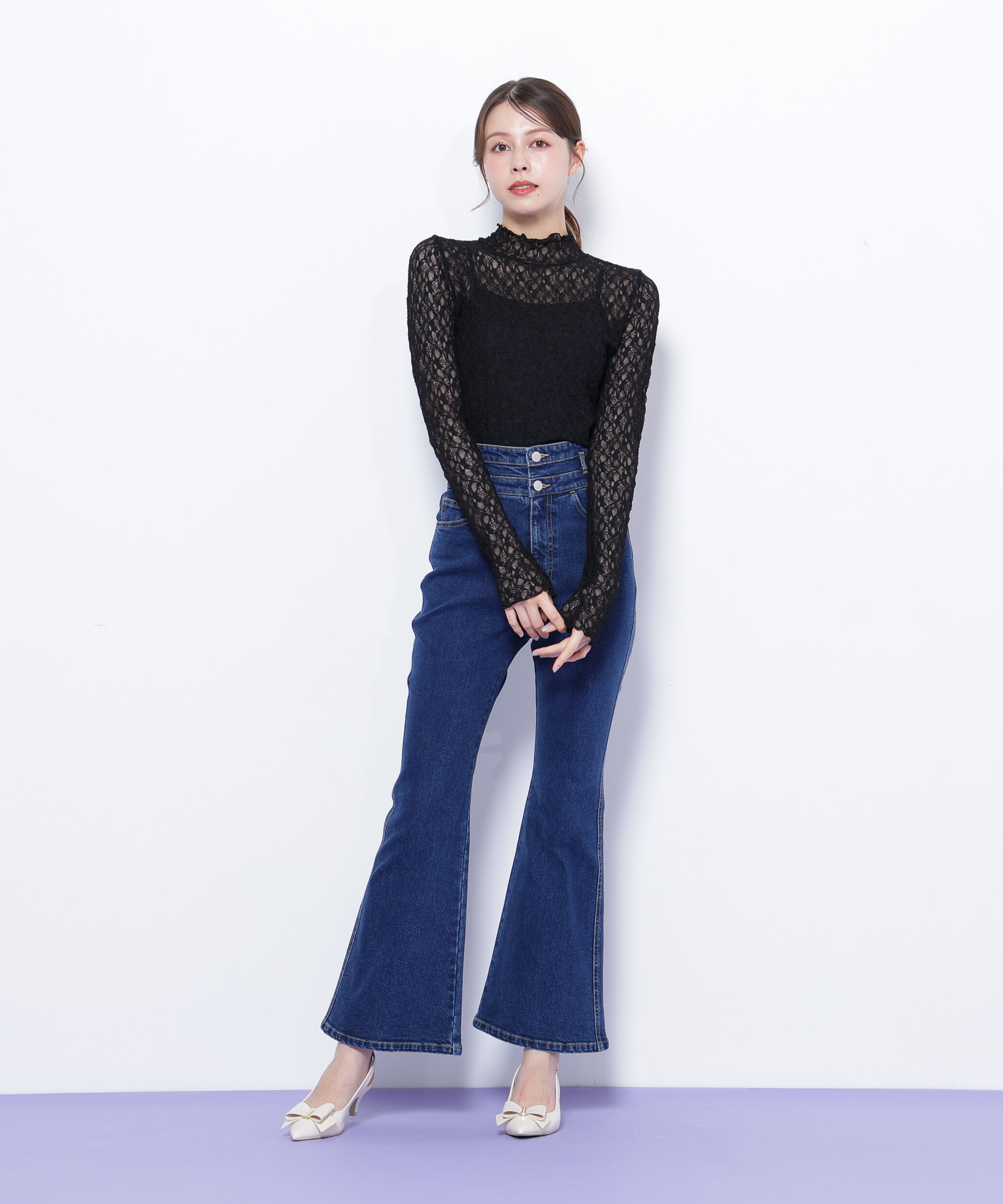  「ミニフリルレースカットソー」|Tシャツ・カットソー|