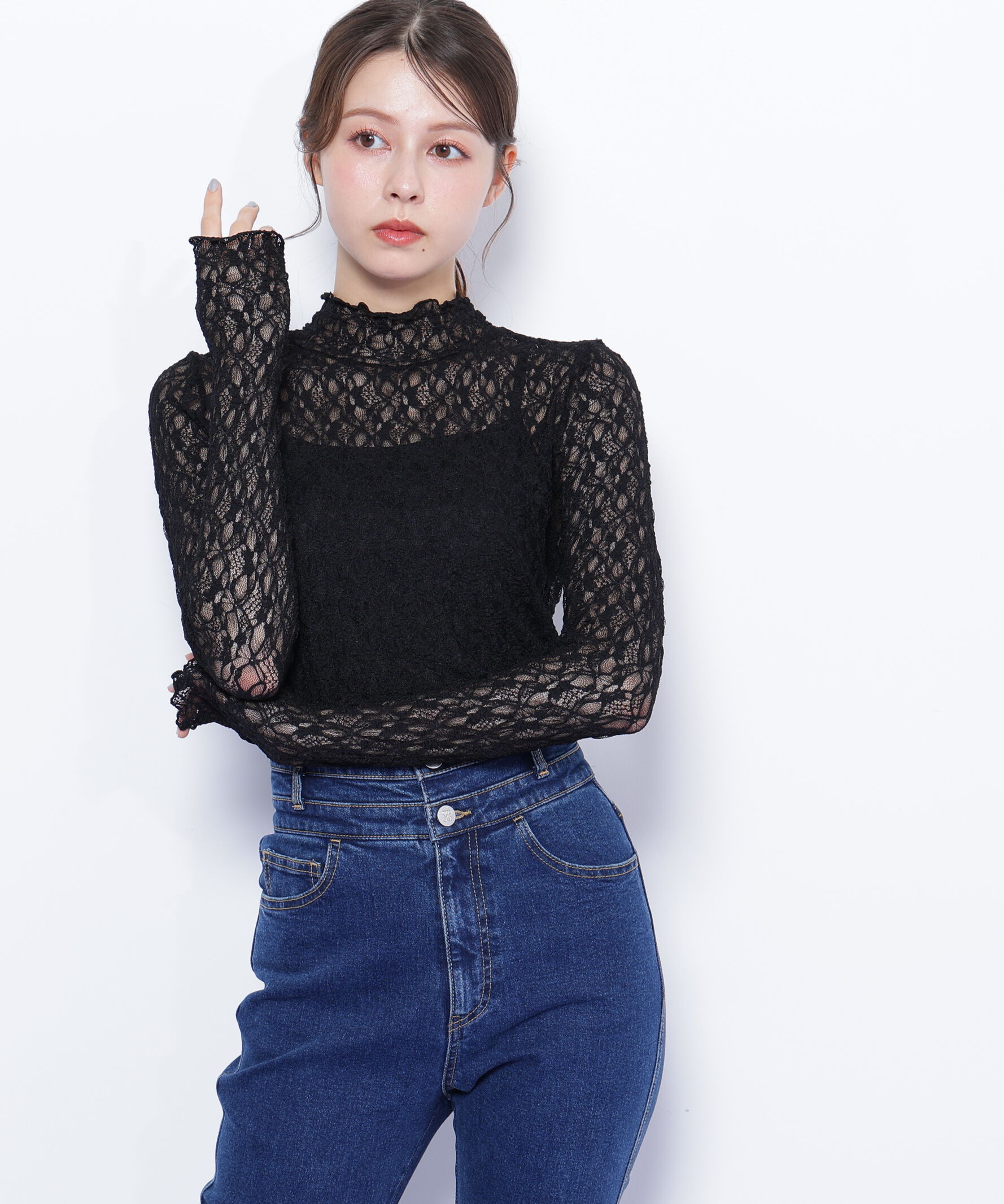  「ミニフリルレースカットソー」|Tシャツ・カットソー|