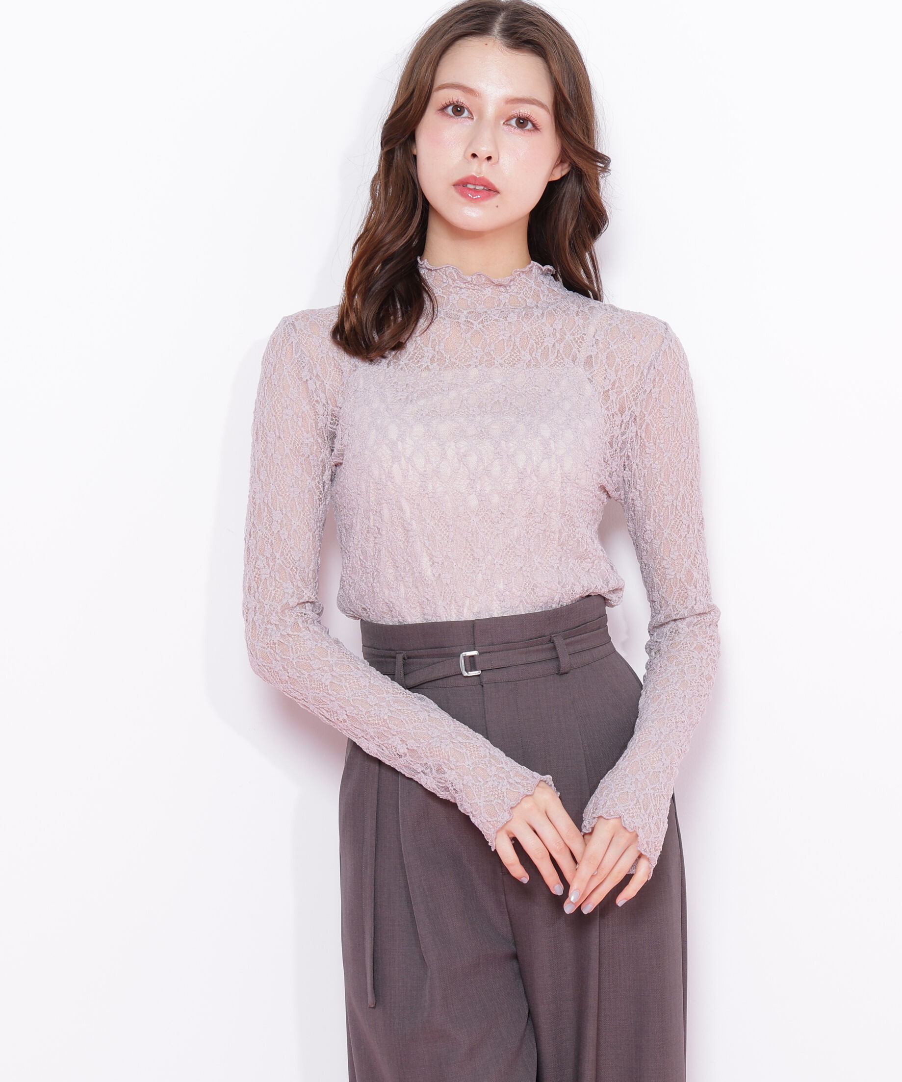  「ミニフリルレースカットソー」|Tシャツ・カットソー|