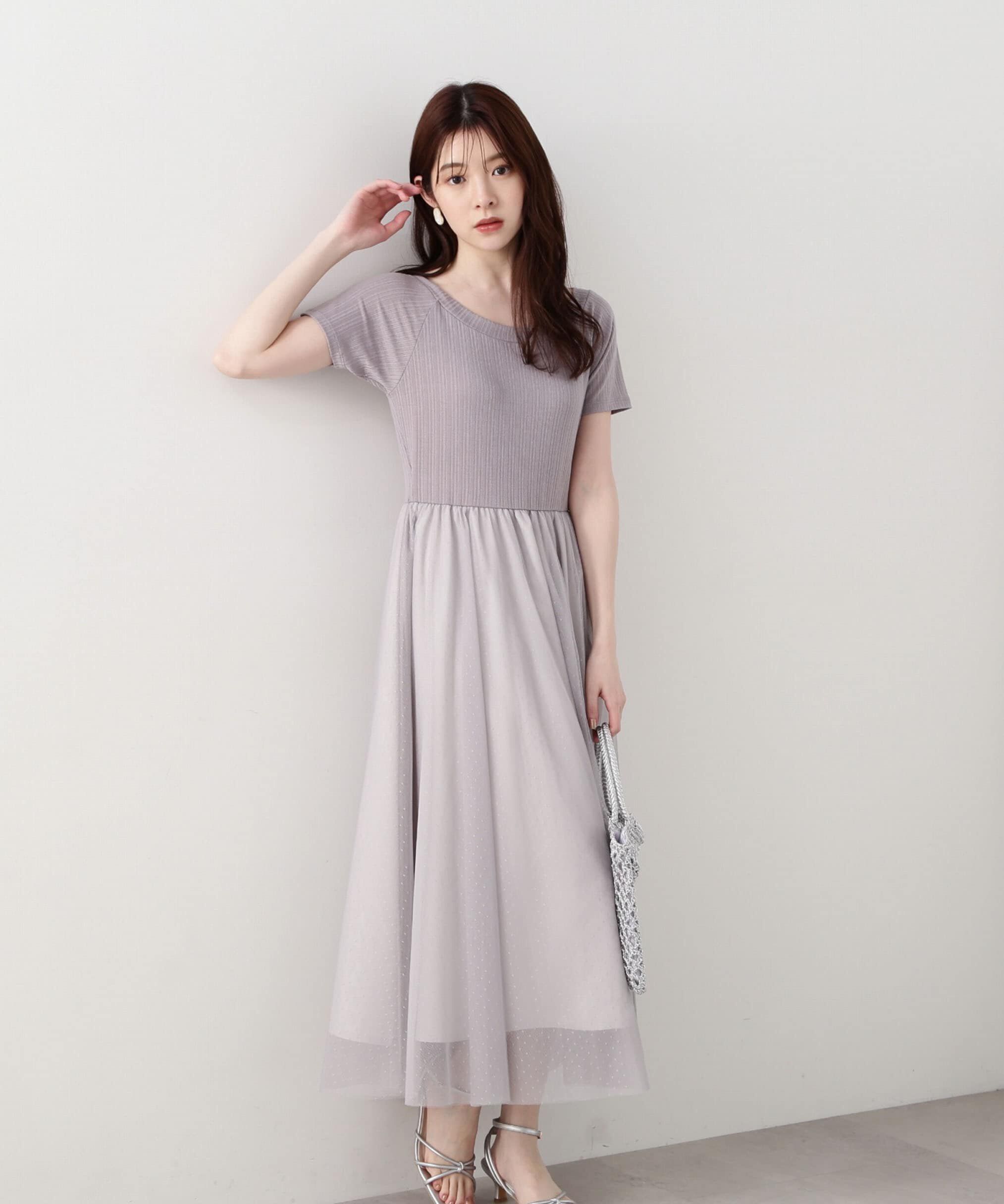 PROPORTION BODY DRESSING「2Ｗayチュールドッキングワンピース」|ワンピース|グレー