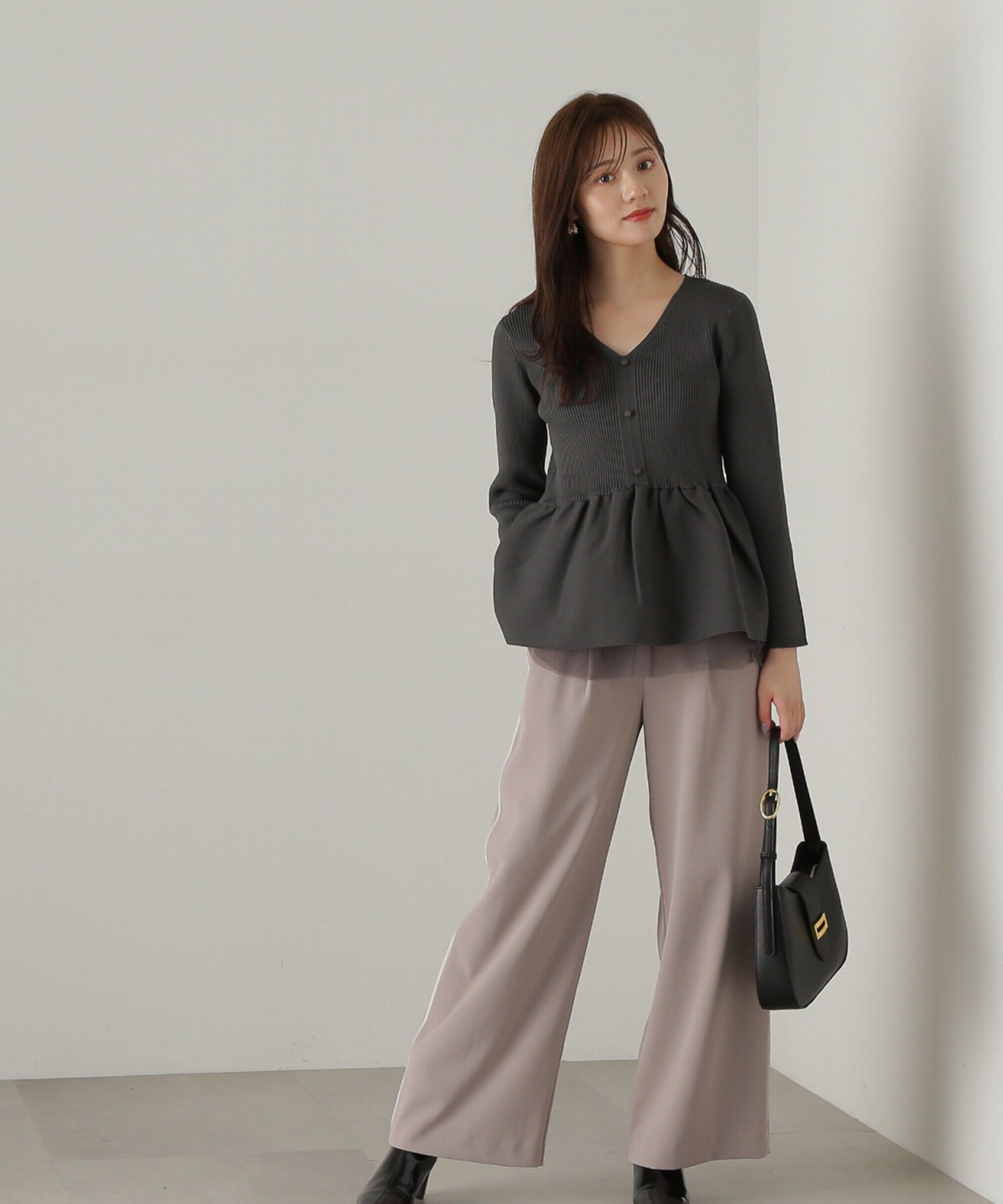 PROPORTION BODY DRESSING「前後2wayシアー切り替えペプラムニット　24AW」|ニット・セーター|