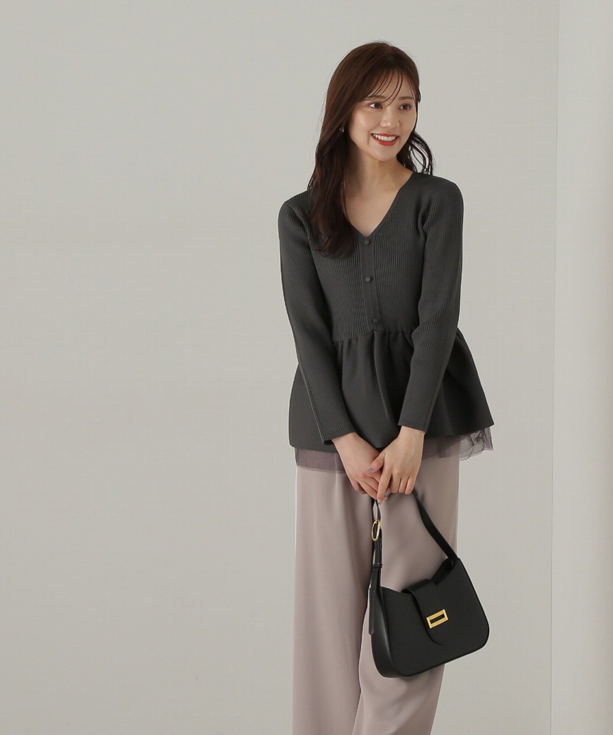 PROPORTION BODY DRESSING「前後2wayシアー切り替えペプラムニット　24AW」|ニット・セーター|