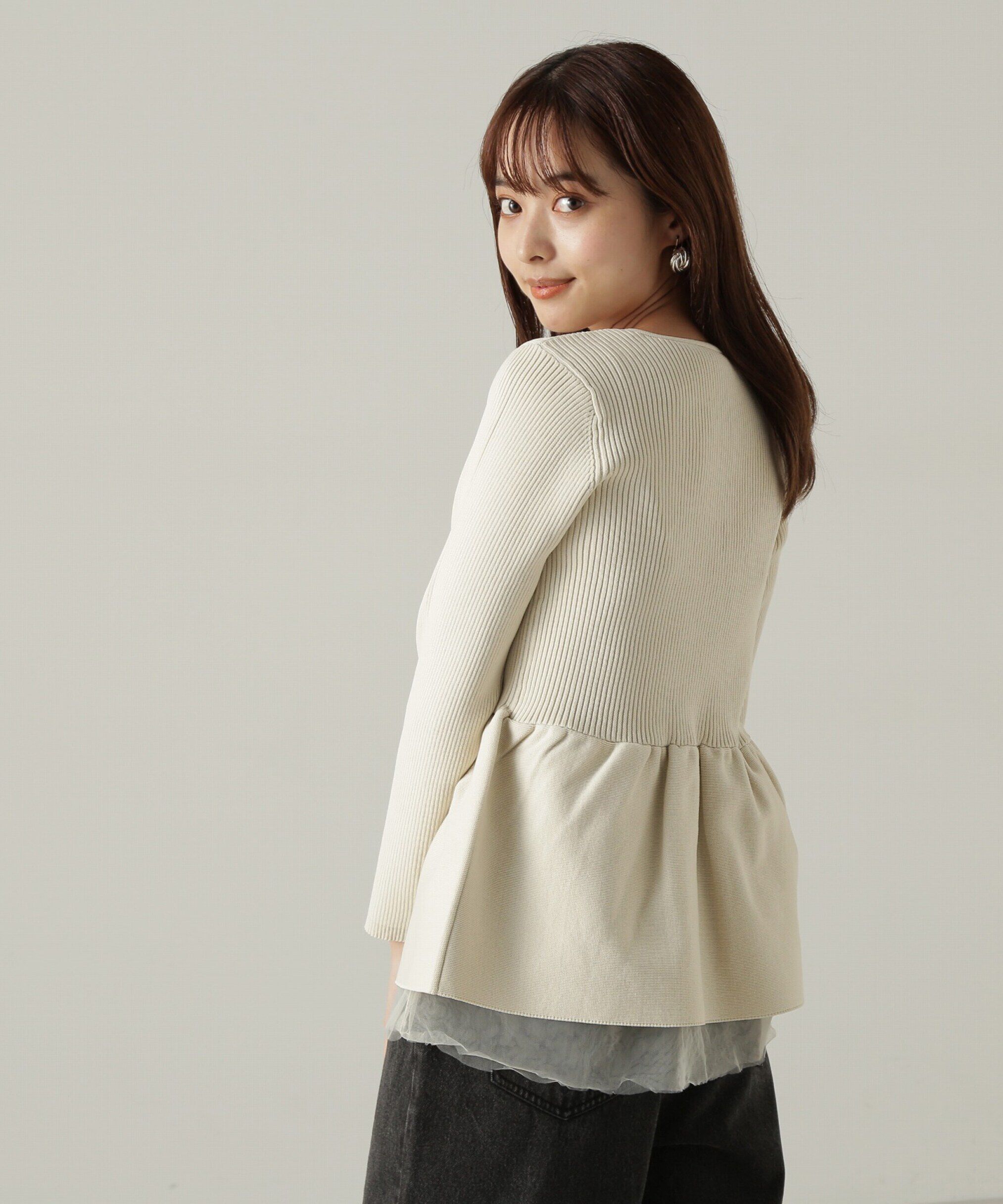 PROPORTION BODY DRESSING「前後2wayシアー切り替えペプラムニット　24AW」|ニット・セーター|