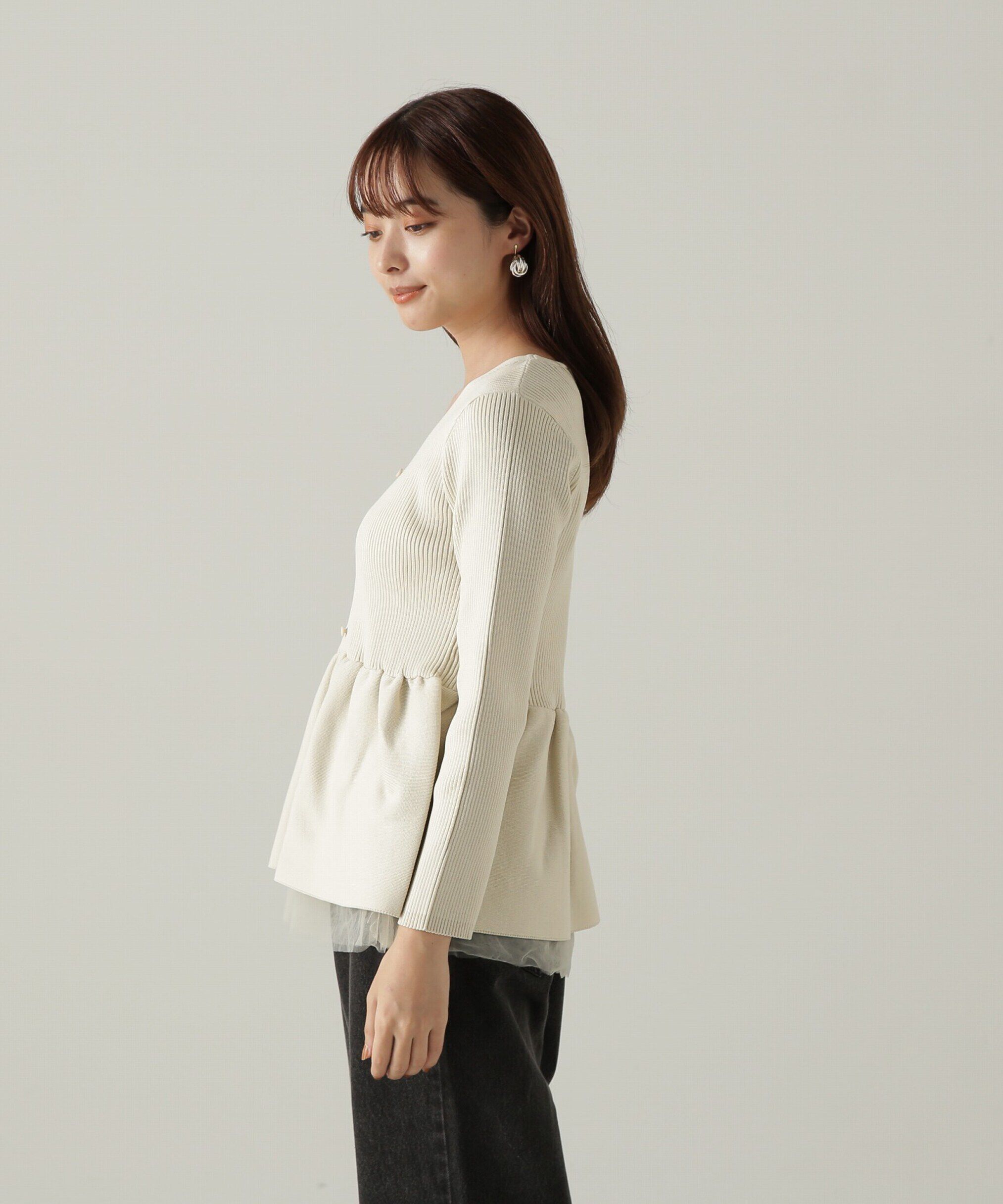 PROPORTION BODY DRESSING「前後2wayシアー切り替えペプラムニット　24AW」|ニット・セーター|