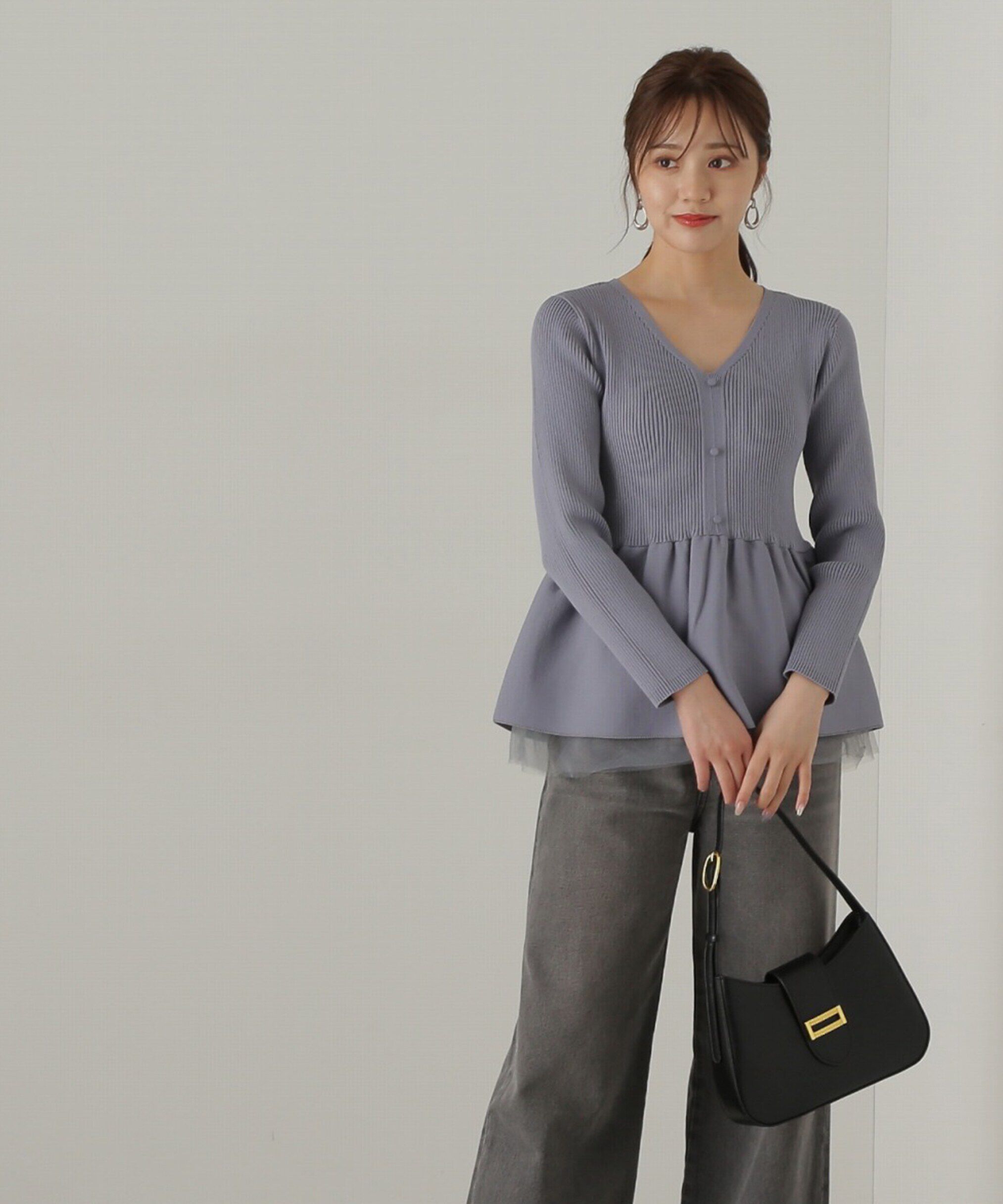 PROPORTION BODY DRESSING「前後2wayシアー切り替えペプラムニット　24AW」|ニット・セーター|