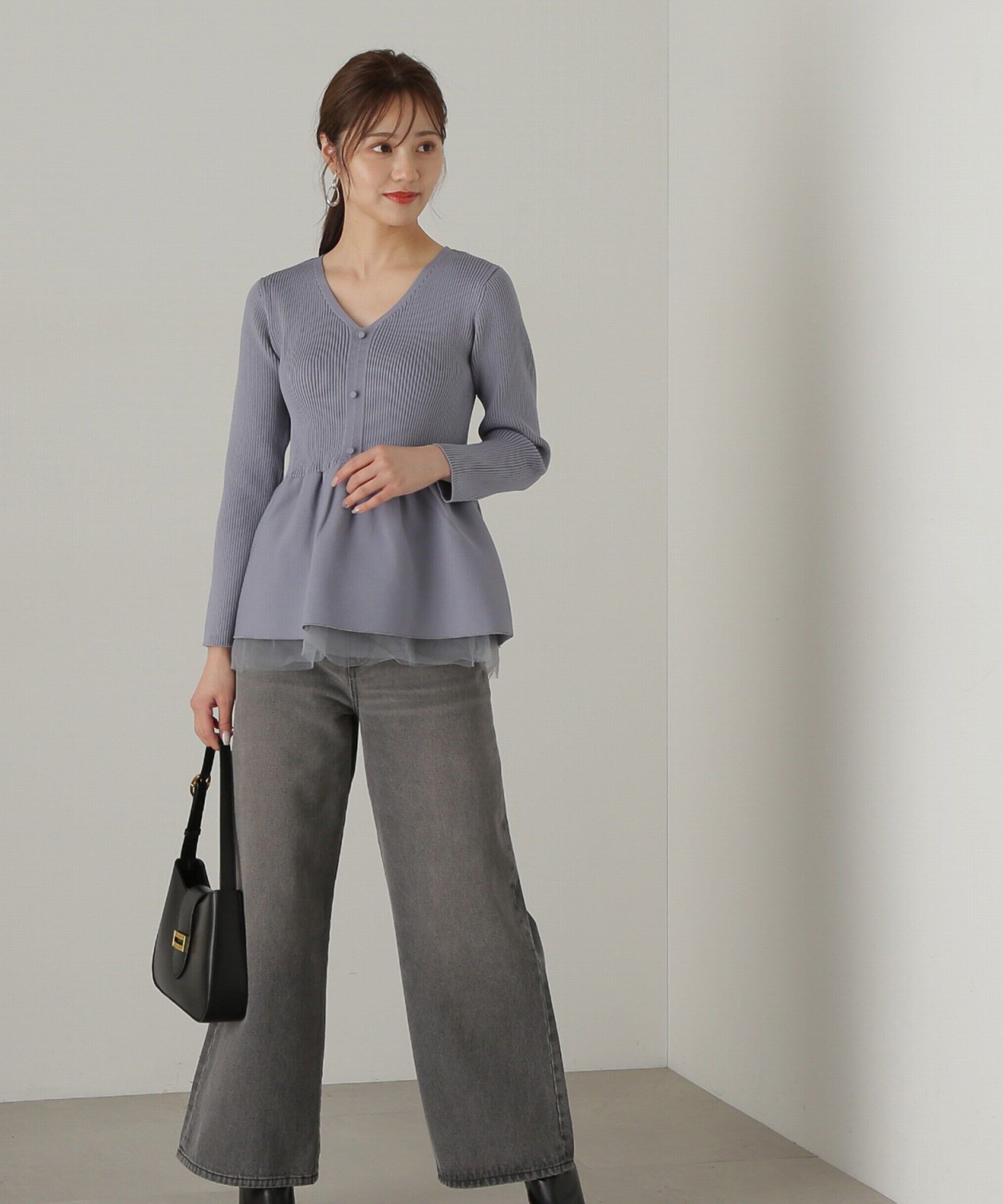 PROPORTION BODY DRESSING「前後2wayシアー切り替えペプラムニット　24AW」|ニット・セーター|