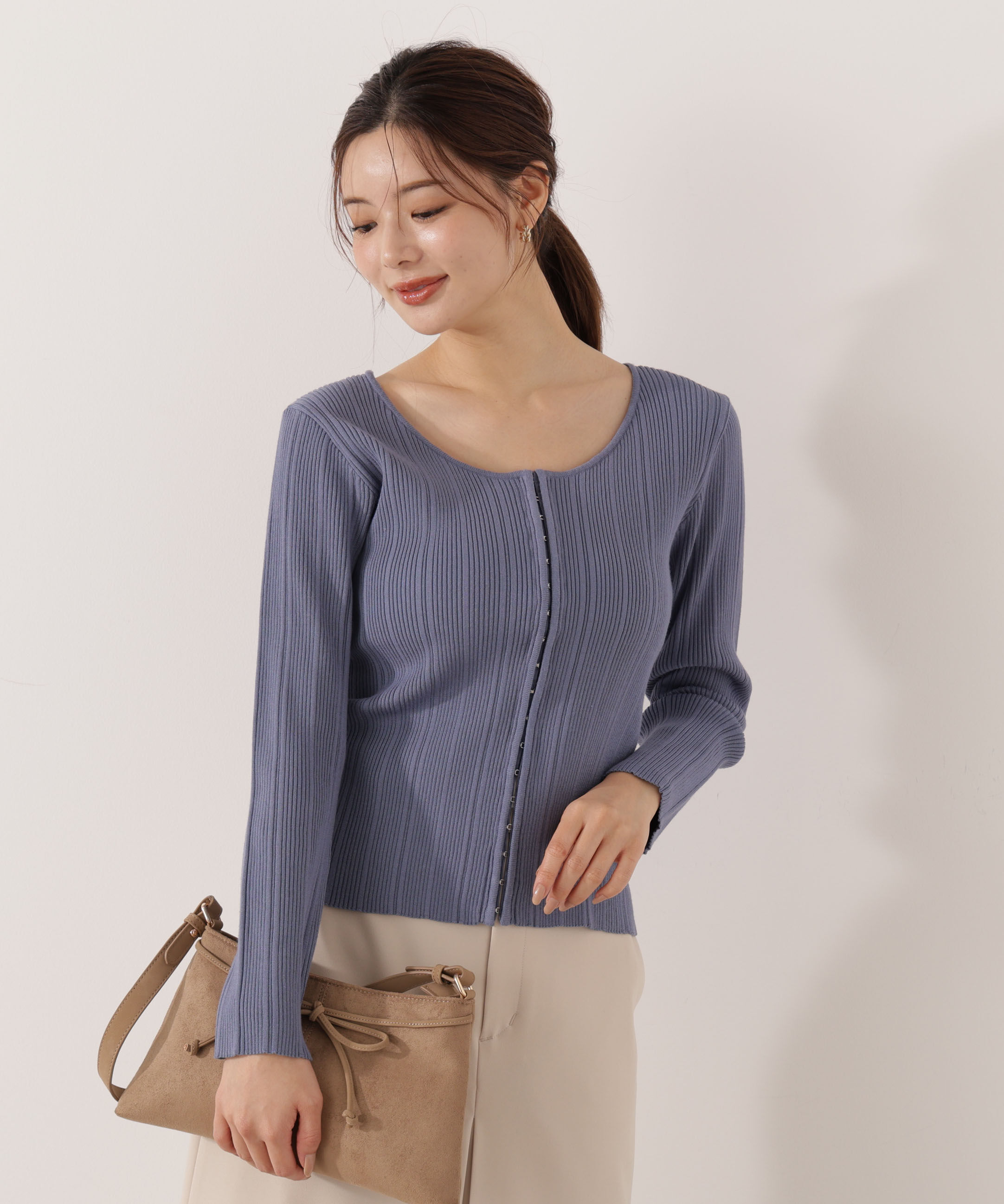 PROPORTION BODY DRESSING「＜ウォッシャブル＞フロントホックニット」|ニット・セーター|