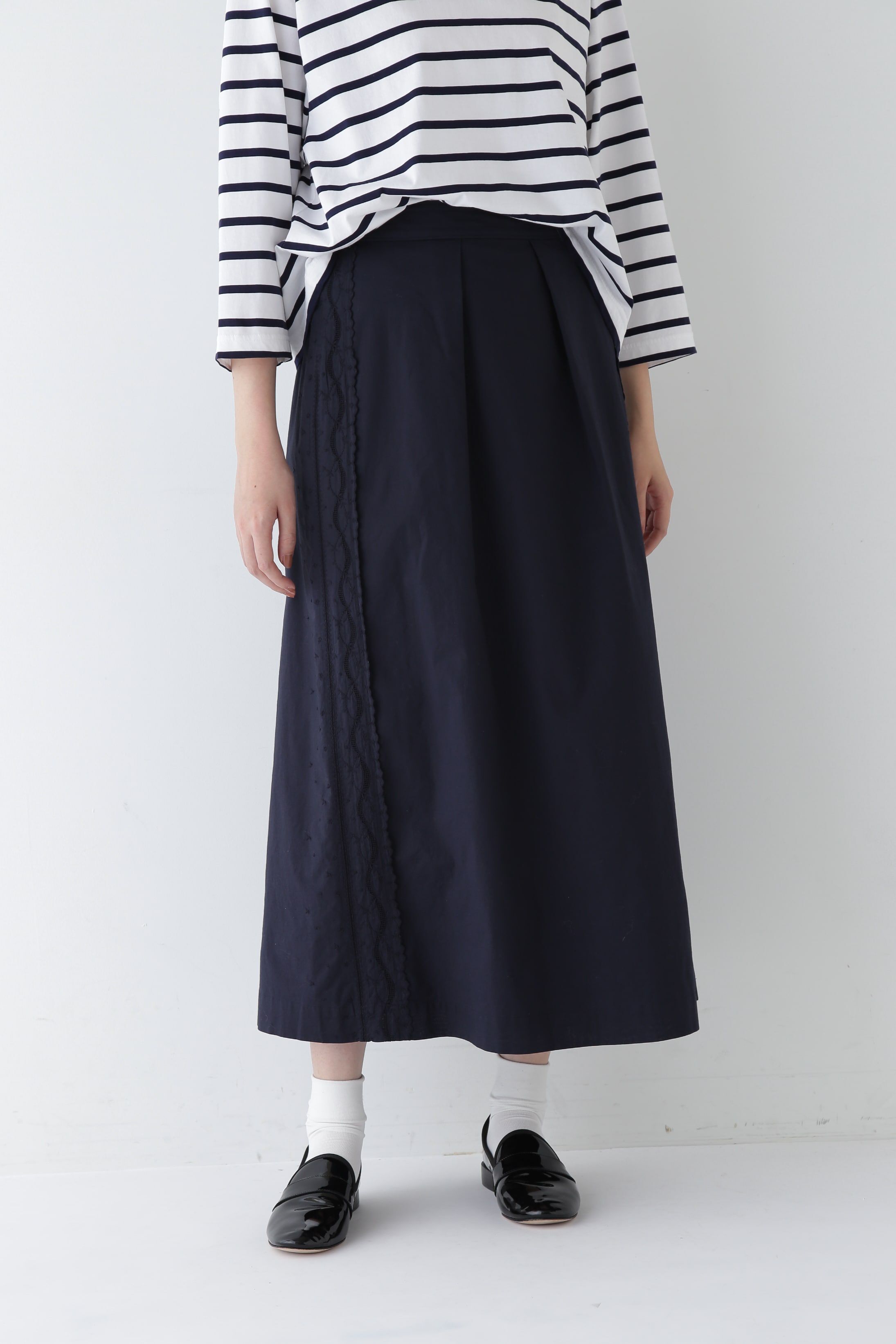  「◆ヴィンテージ風レースＡラインスカート」|スカート|ネイビー