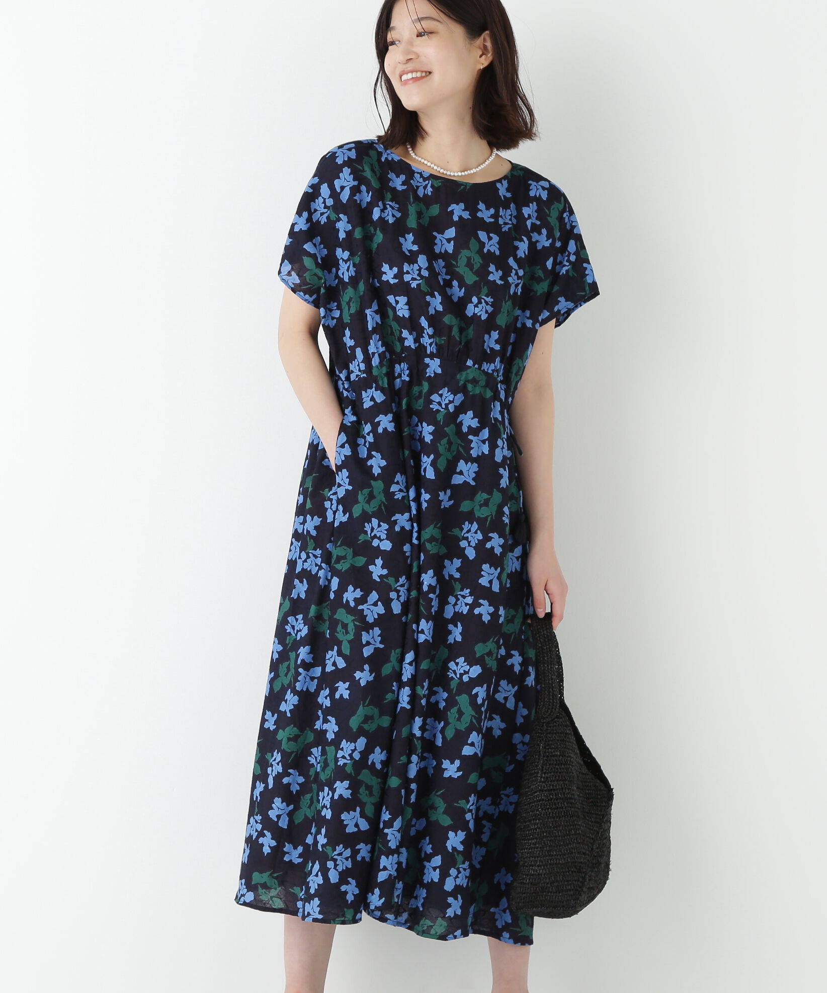  「◆インドドビーリーフプリントフレンチドルマンスリーブワンピース」|ワンピース|