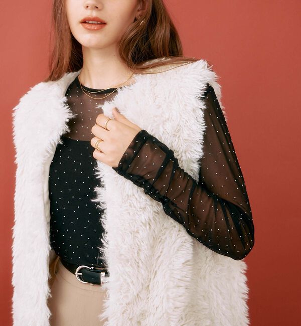 archives「ビジューチュールＴＯＰＳ」|Tシャツ・カットソー|BLACK