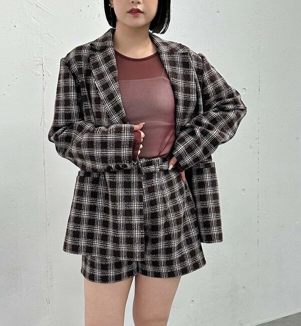 archives「【ＳＥＴＵＰ対応】ラメチェックテーラードジャケット」|テーラードジャケット|BROWN