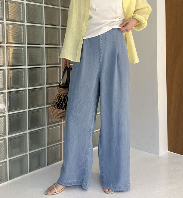 Doux archives「ソフトデニムワイドパンツ」|デニム|SAX