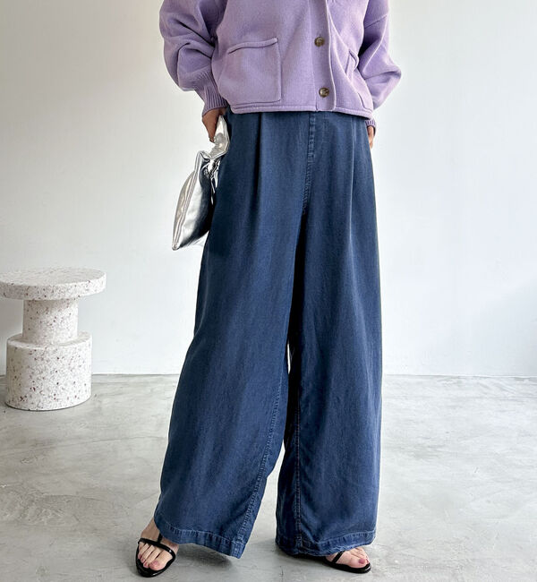 Doux archives「ソフトデニムワイドパンツ」|デニム|BLUE