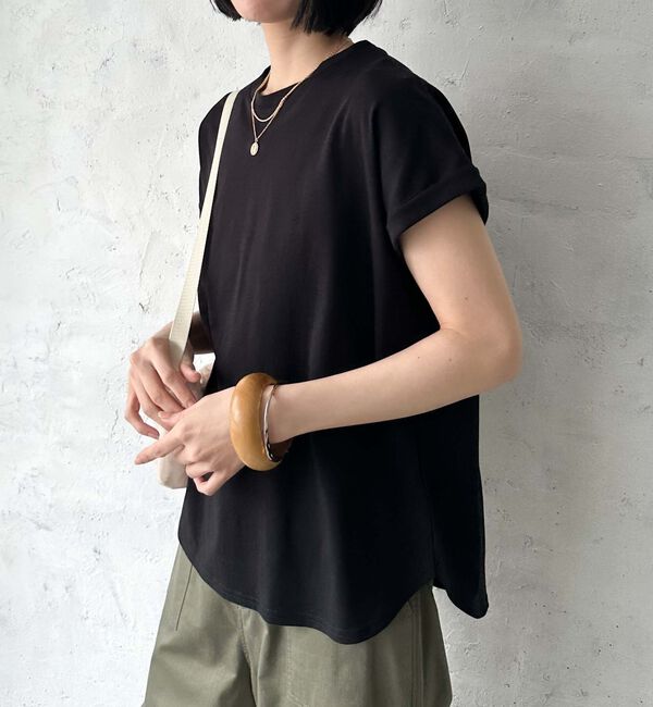 Doux archives「袖折り返しＴシャツ」|Tシャツ・カットソー|BLACK