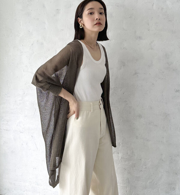 Doux archives「ウォッシャブルコットンオープンメッシュカーディガン」|カーディガン|