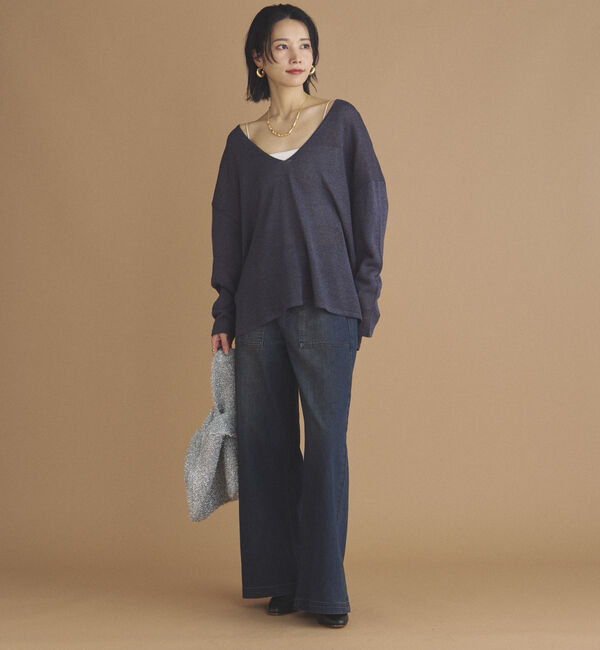 Doux archives「ペーパーヤーン深Ｖニット」|ニット・セーター|