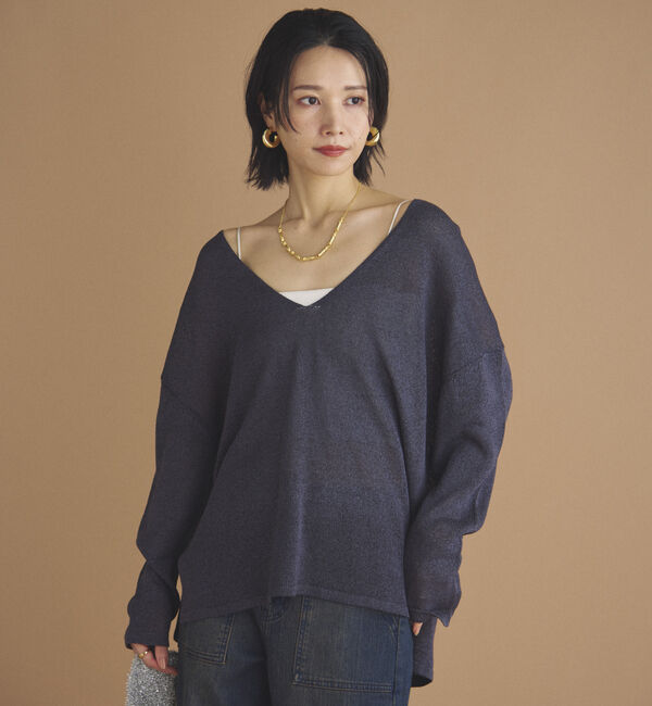 Doux archives「ペーパーヤーン深Ｖニット」|ニット・セーター|