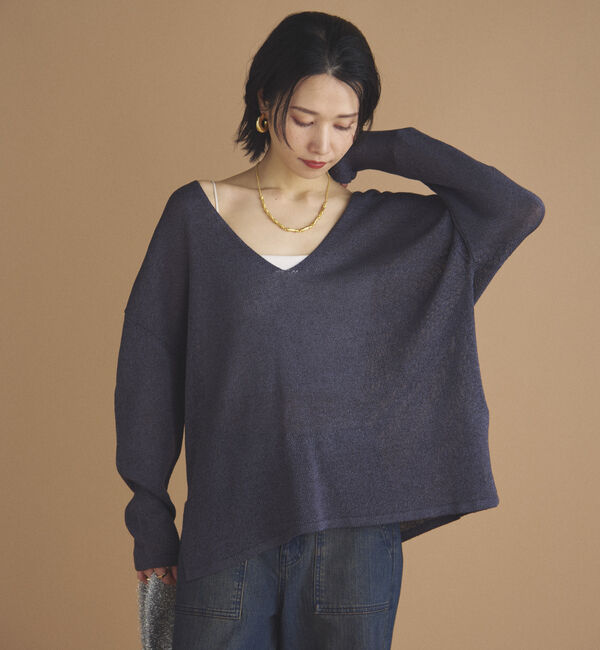 Doux archives「ペーパーヤーン深Ｖニット」|ニット・セーター|