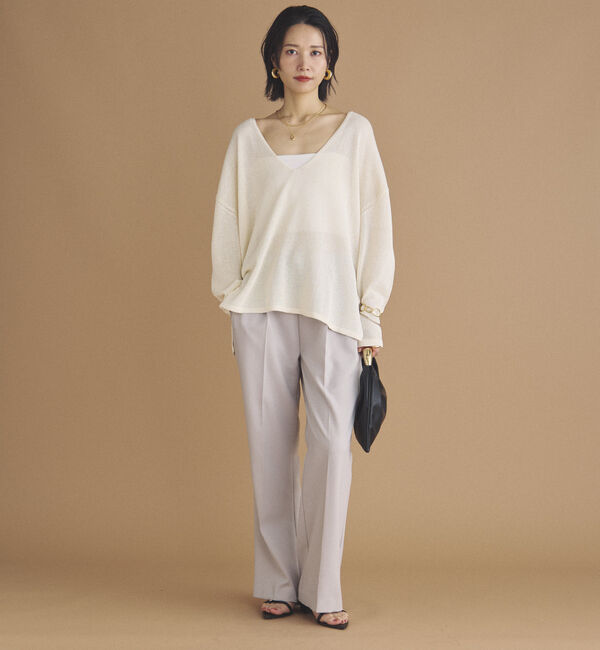 Doux archives「ペーパーヤーン深Ｖニット」|ニット・セーター|