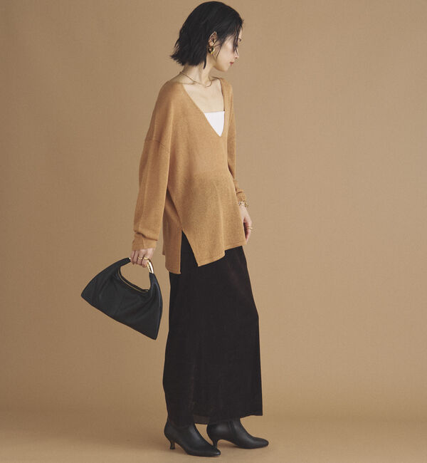 Doux archives「ペーパーヤーン深Ｖニット」|ニット・セーター|