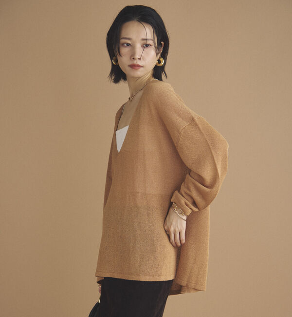 Doux archives「ペーパーヤーン深Ｖニット」|ニット・セーター|