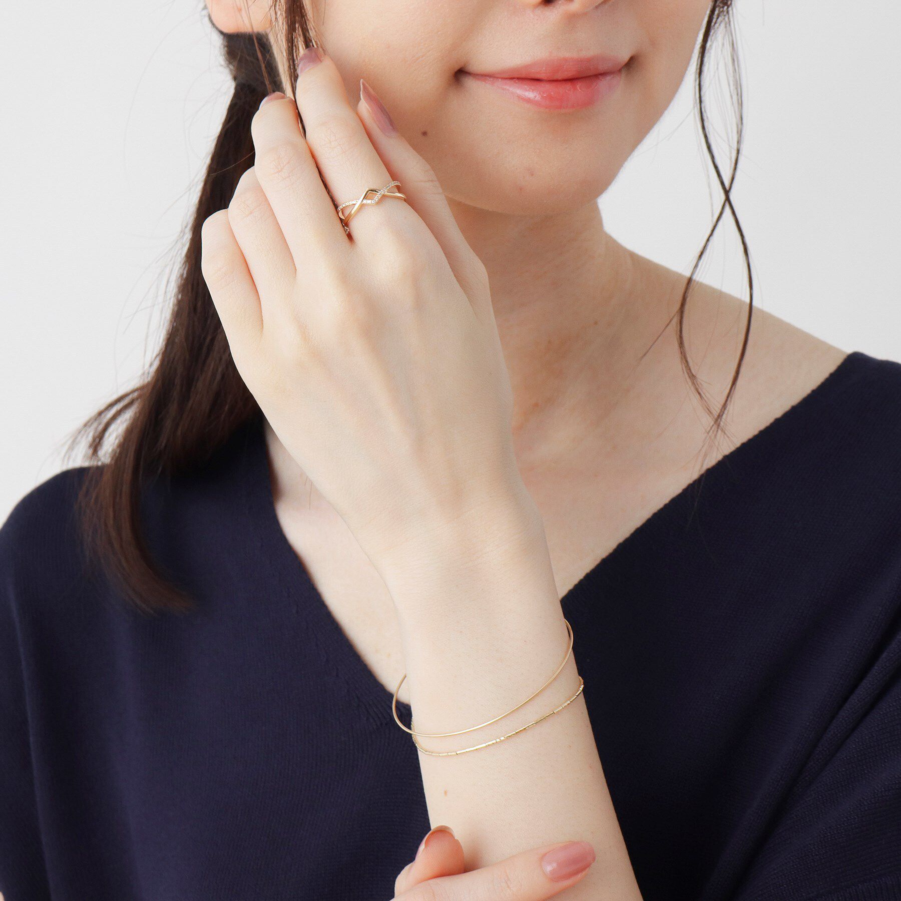 COCOSHNIK「K10ダイヤモンド ひし形クロスリング」|リング|