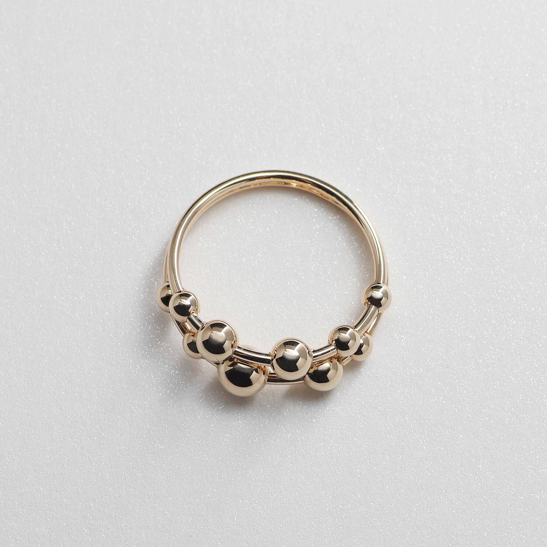 COCOSHNIK「K10中空ボールランダム2連 リング」|リング|