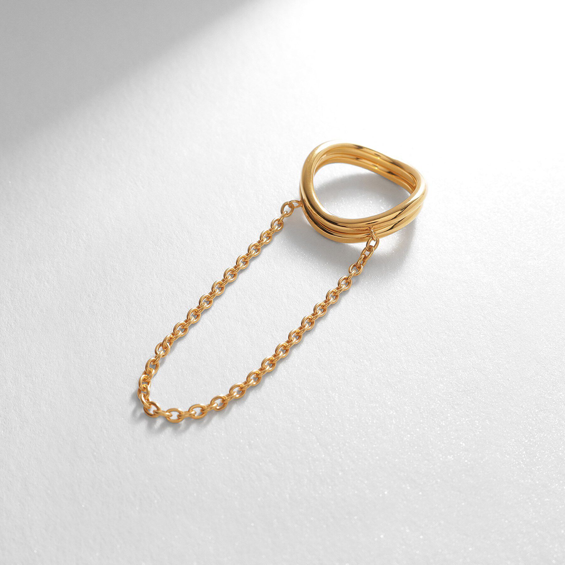 COCOSHNIK ONKITSCH「シルバー ドレープチェーン ダブルカーブリング GP」|リング|