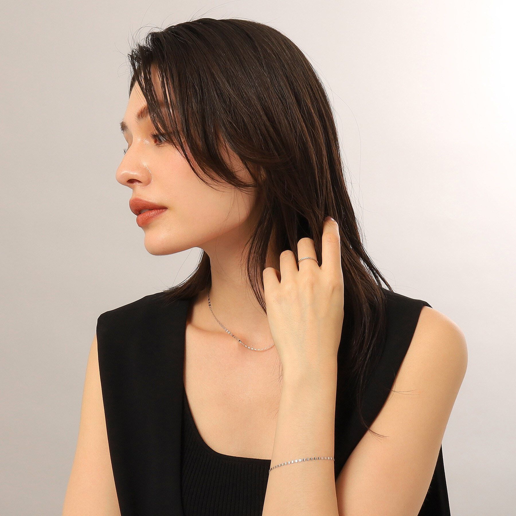 COCOSHNIK「プラチナ 極光彫り リング細」|リング|