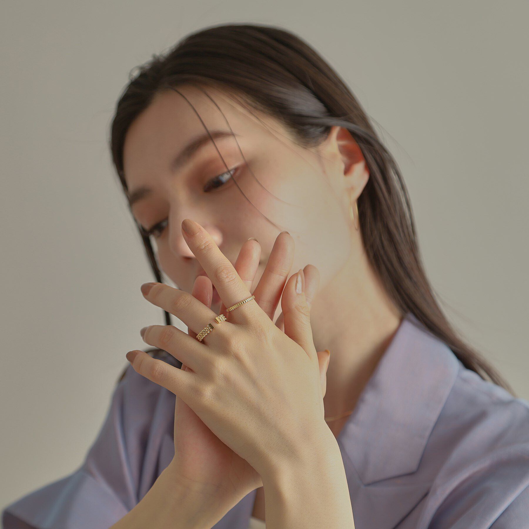 COCOSHNIK「K18ハニーカットボールオープン リング細」|リング|